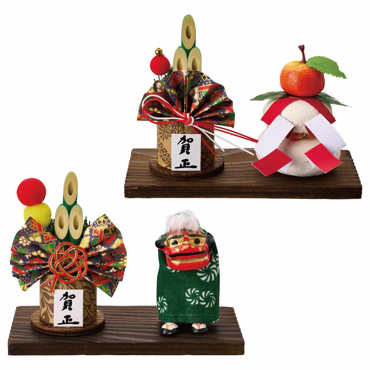 正月飾り 幅12cm 門松・獅子舞