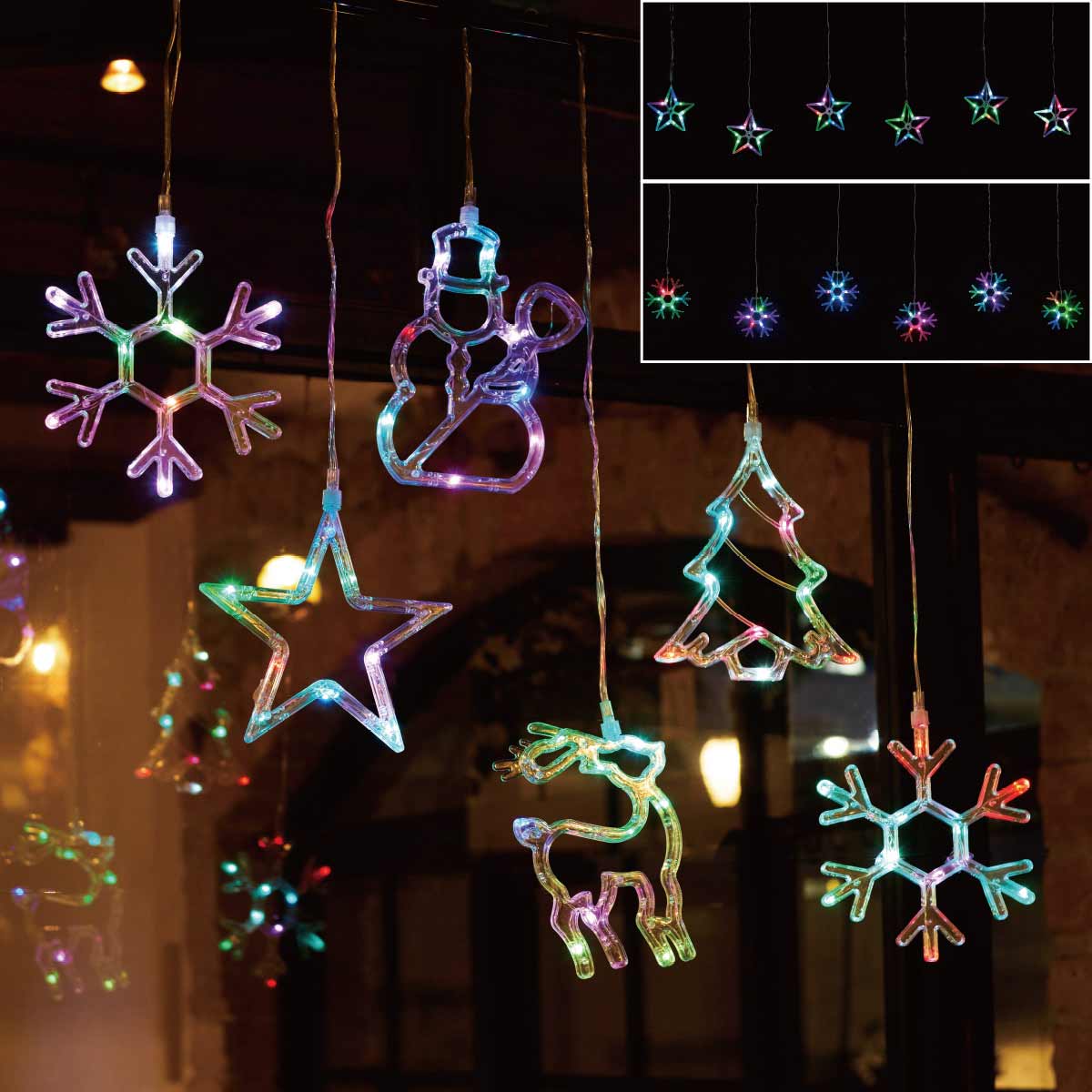 LED6連レインボーモチーフカーテンライト ウィンター