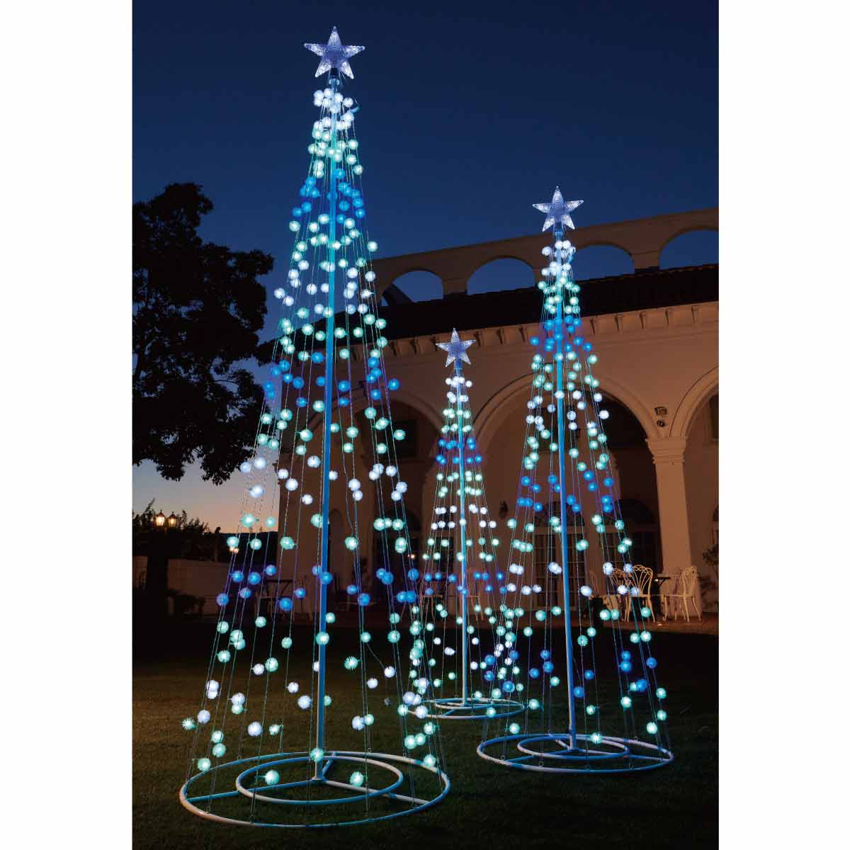 青いLEDクリスマスツリー クリスマスツリー LED ファイバーツリー 120cm イルミネーション