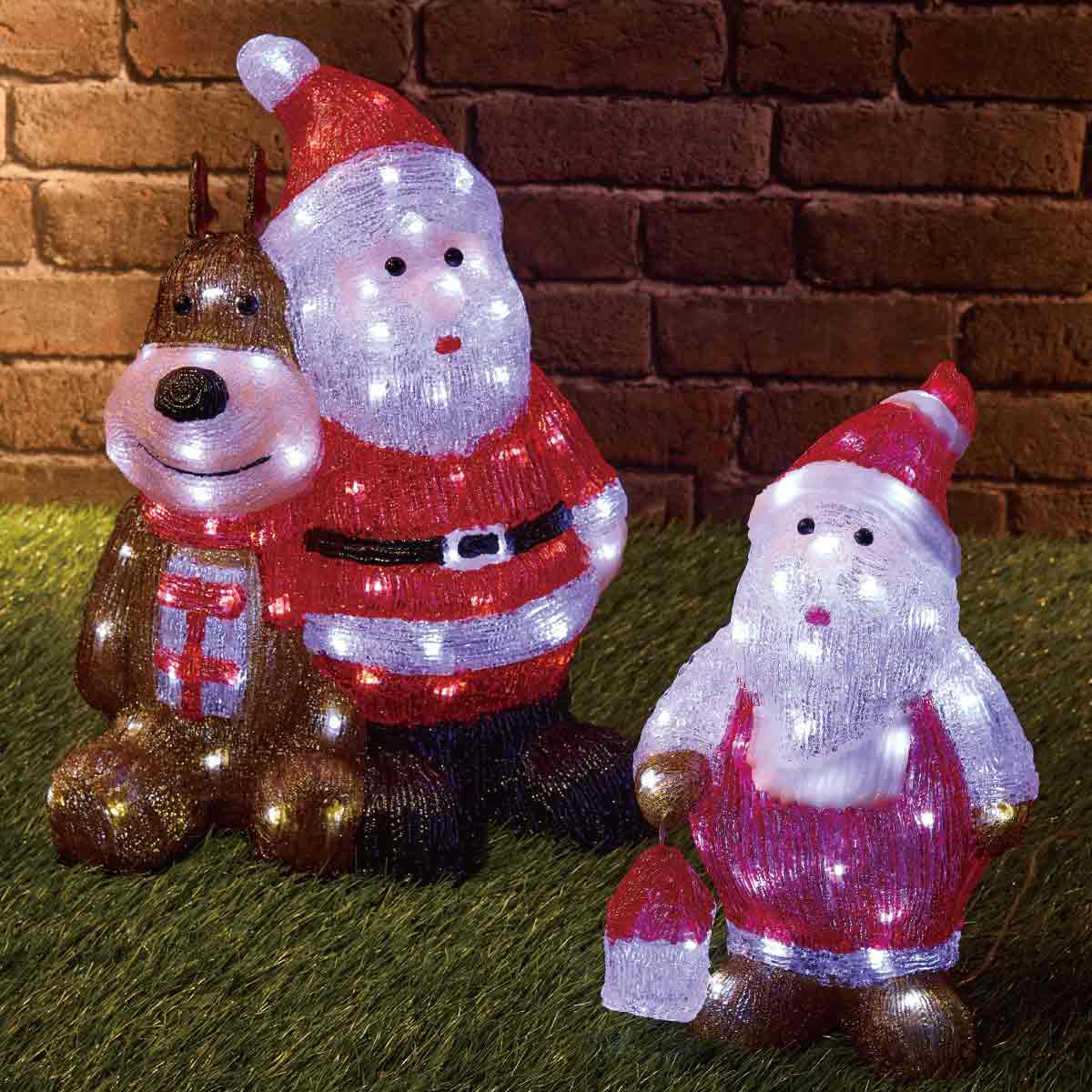 LEDクリスタル3Dライト サンタ＆トナカイ