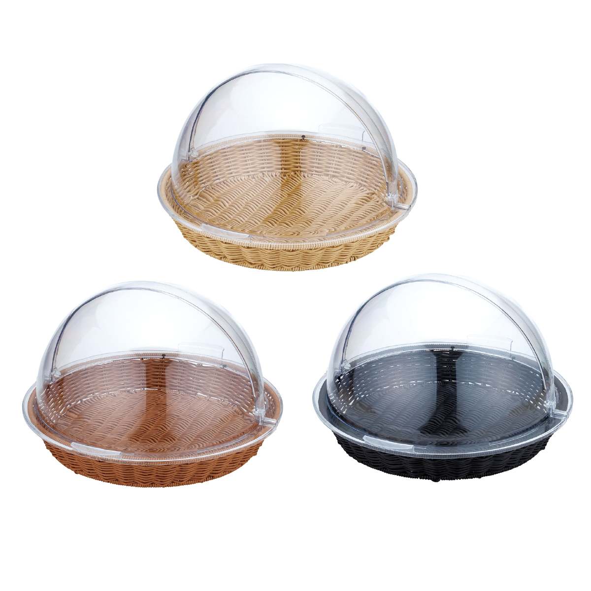 丸型 ビュッフェバスケット 40型 半回転ポリカーボネートカバー付き アイボリー