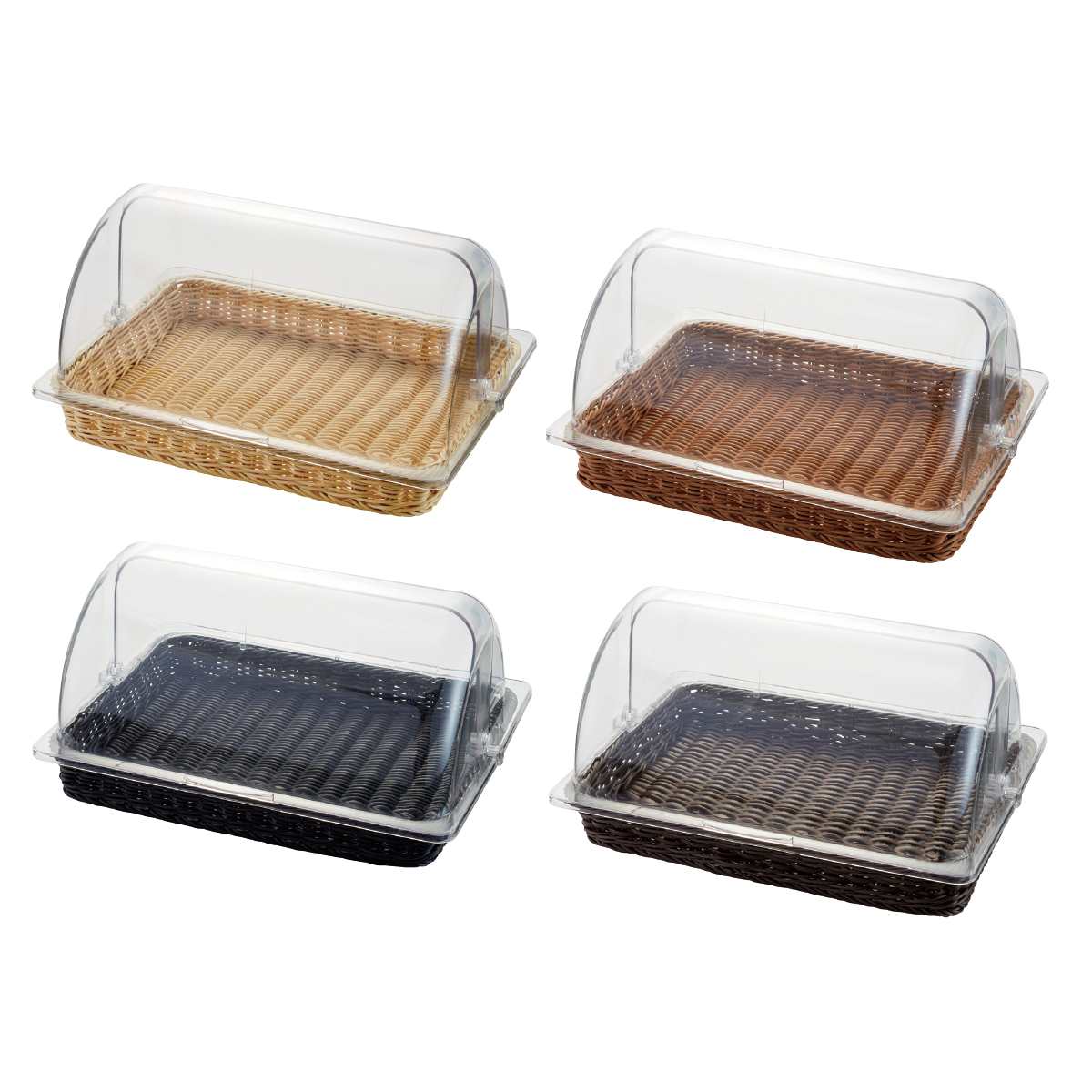 ベーカリーバスケット 40型 半回転ポリカーボネートカバー付き アイボリー