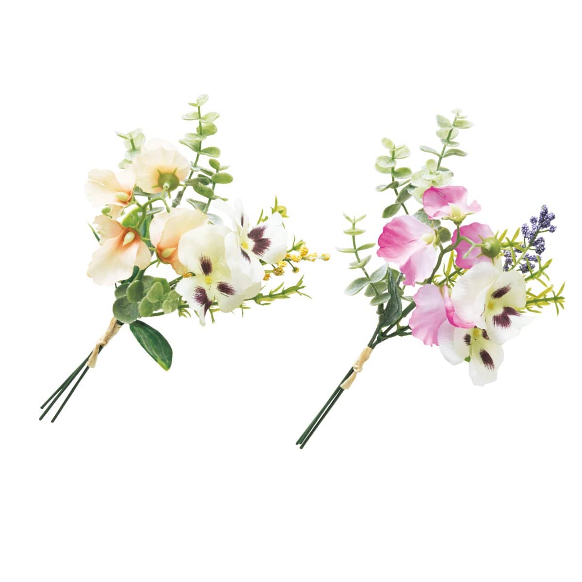 パンジーミニ造花ブーケ26cm クリームピーチ