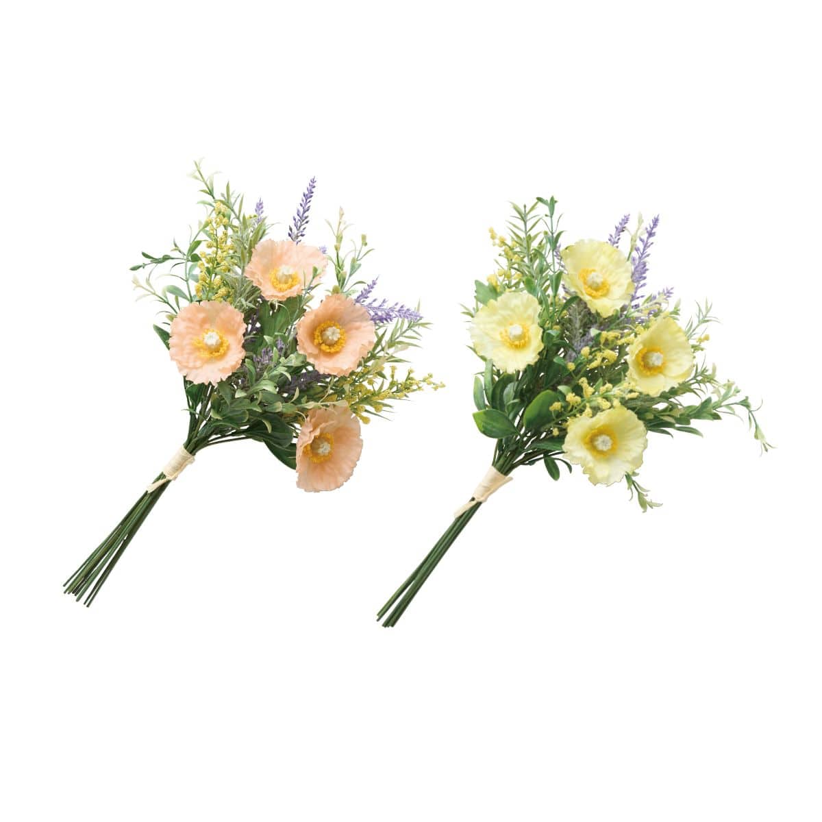 スプリングポピー造花ブーケ38cm ピーチパープル