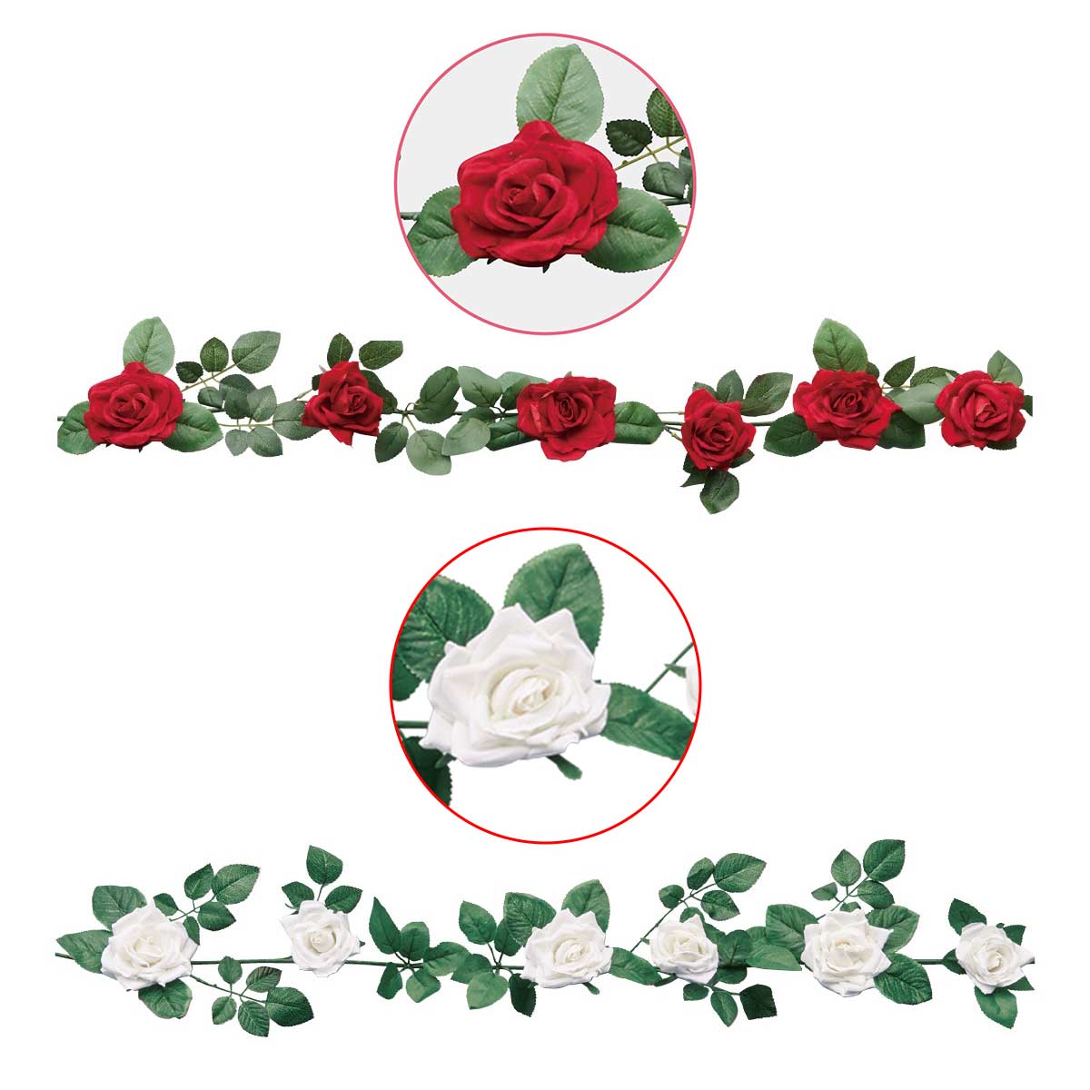 ベルベットローズガーランド(造花) レッド