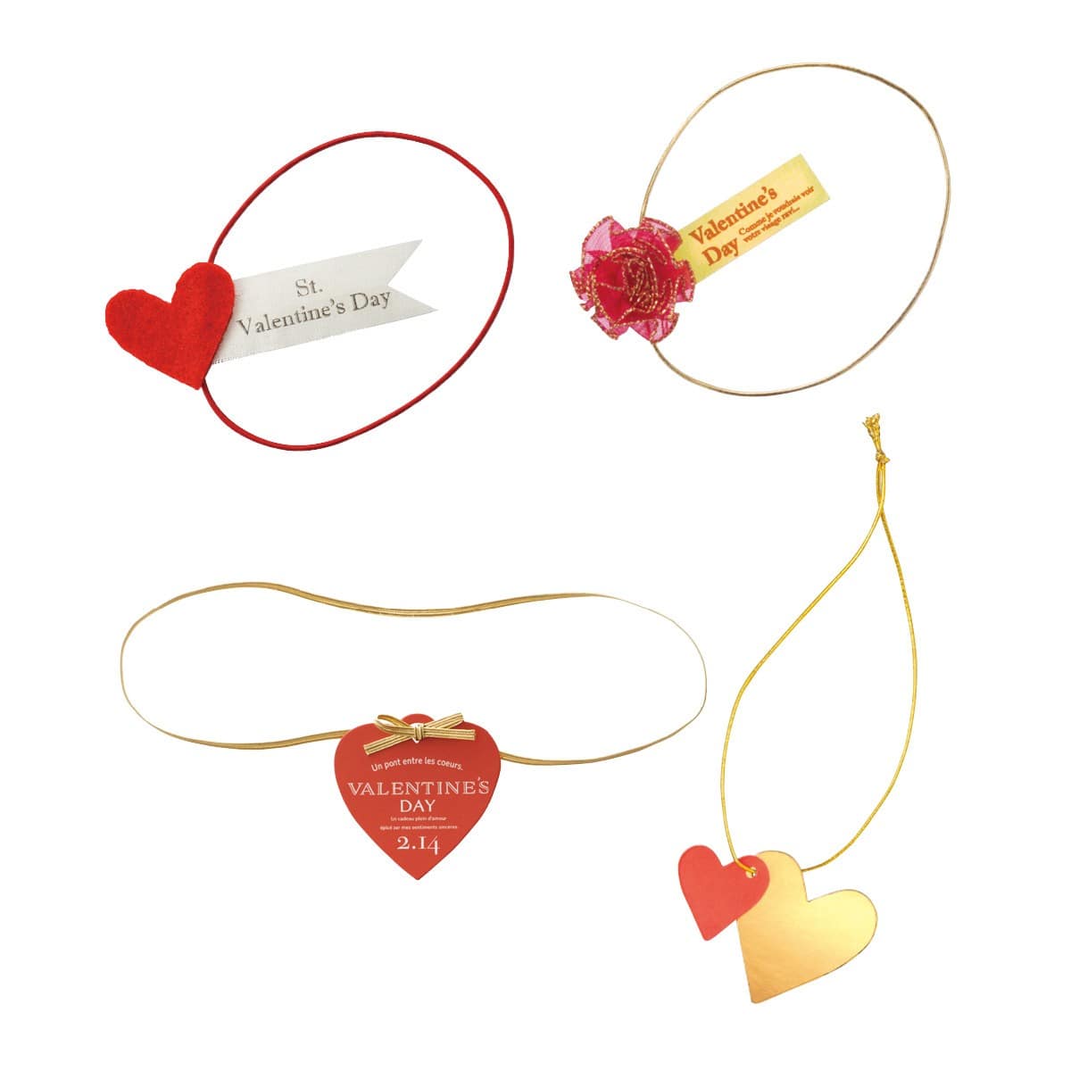 バレンタインデーゴムタグ ハートレッド