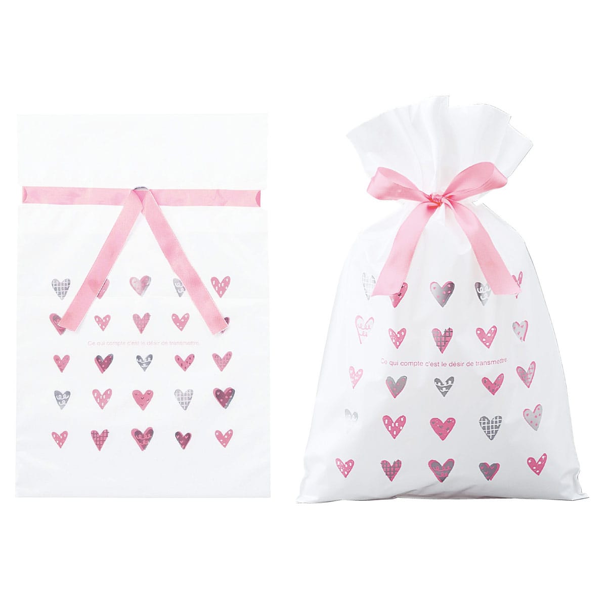 20枚 リボン付きギフトバッグ リトルハート