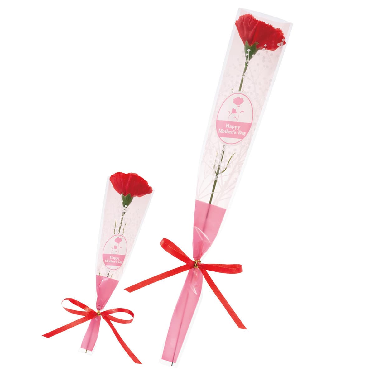 20本 カーネーションリボンラップ巻 長さ20.5cm