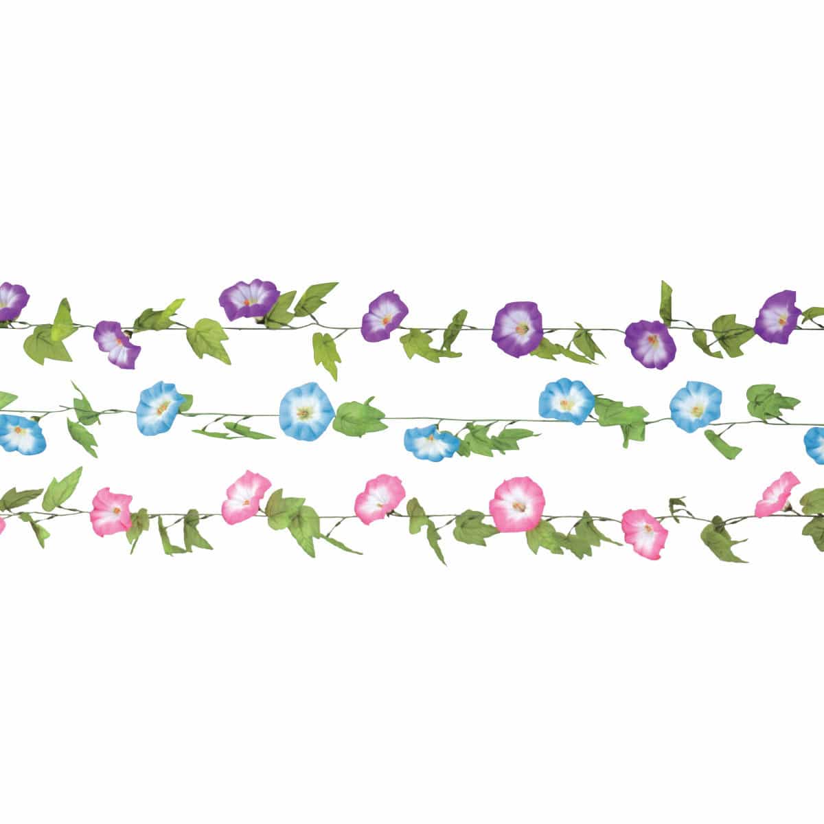 あさがお造花ガーランド 3本セット パープル