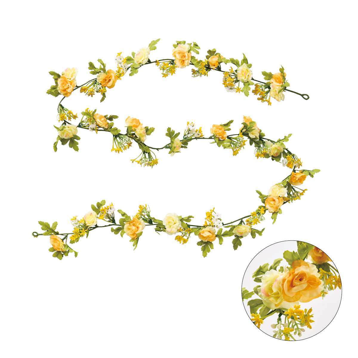 ミニローズ造花ガーランド イエローミックス