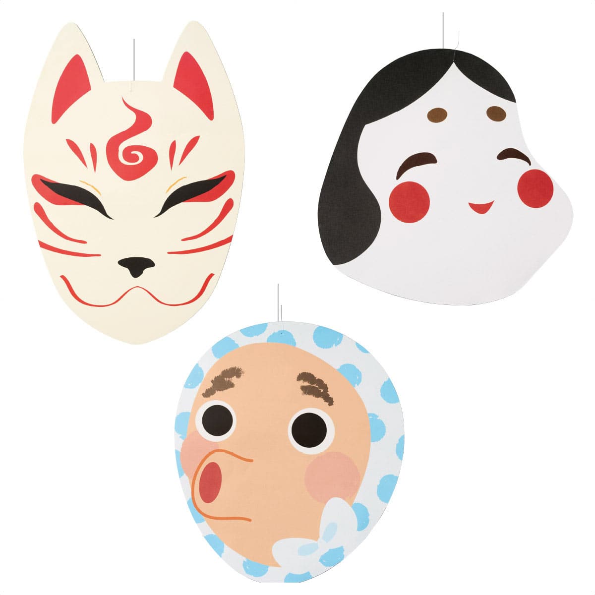 2個 お面ハンギングセット 狐