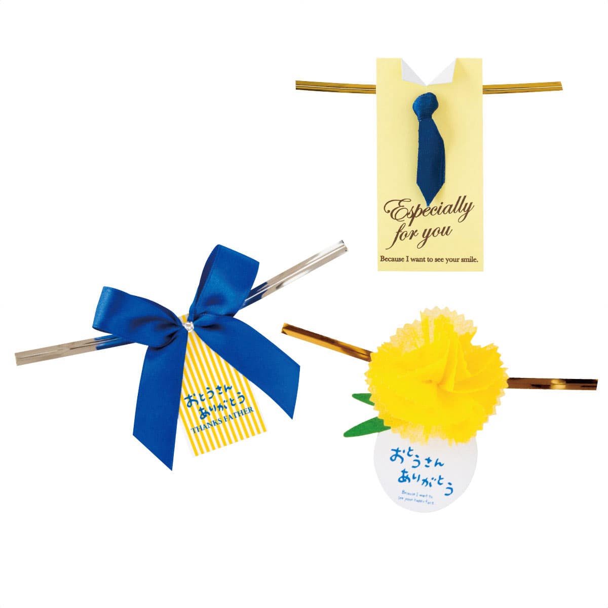 10個 父の日 ワイヤータイ ブルーリボン