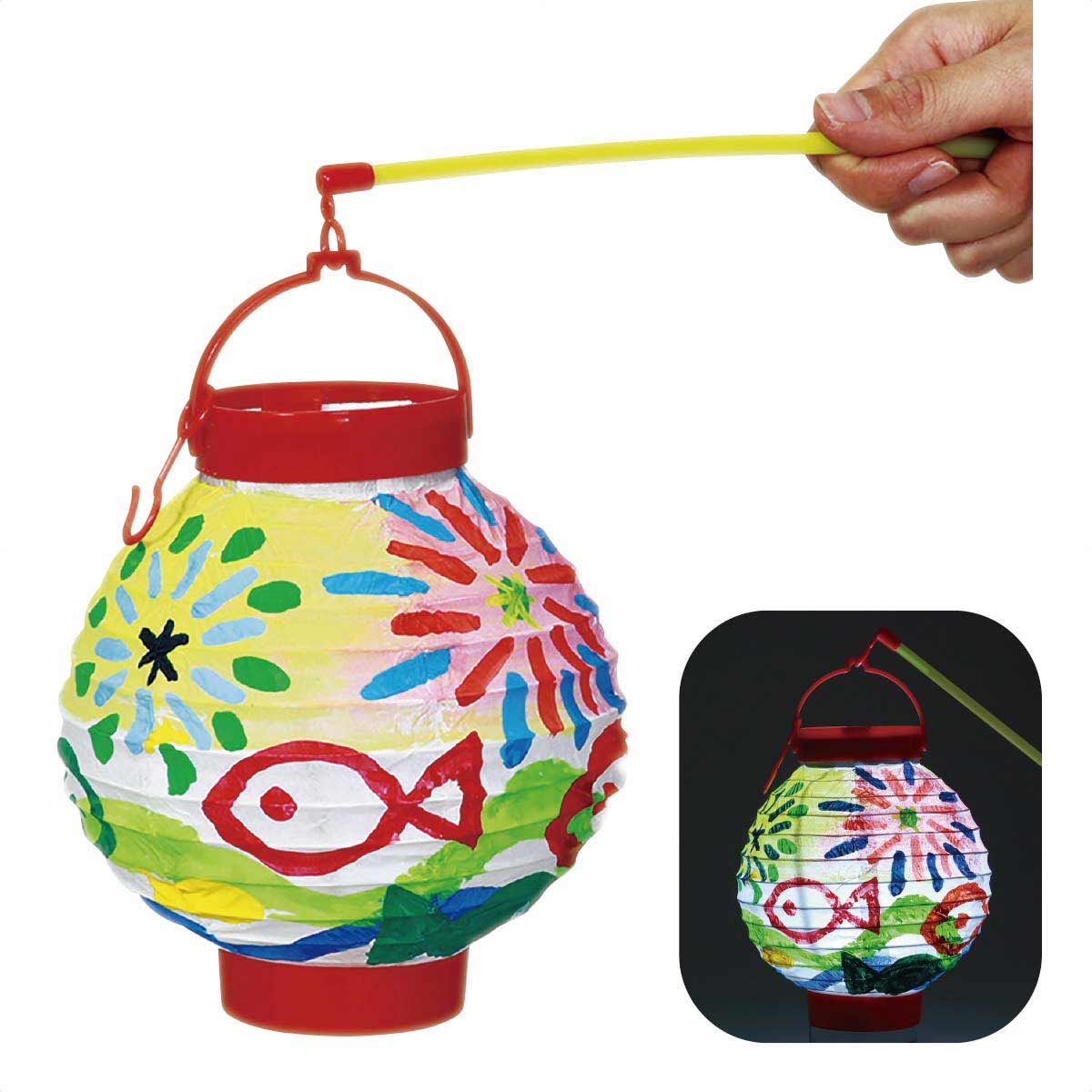 40個 LED付きお絵かきちょうちん(持ち手付き)