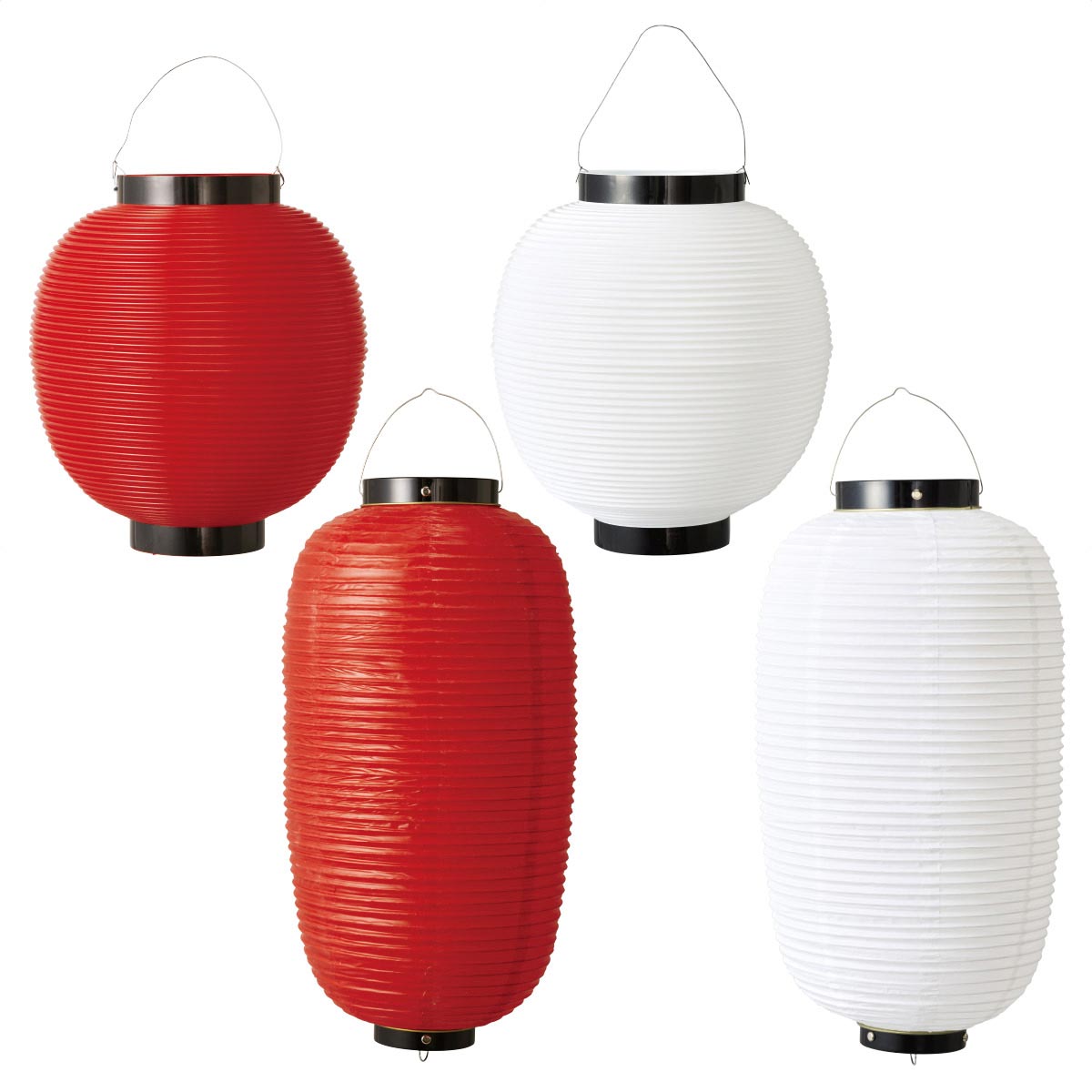 紅白ちょうちん 丸 赤