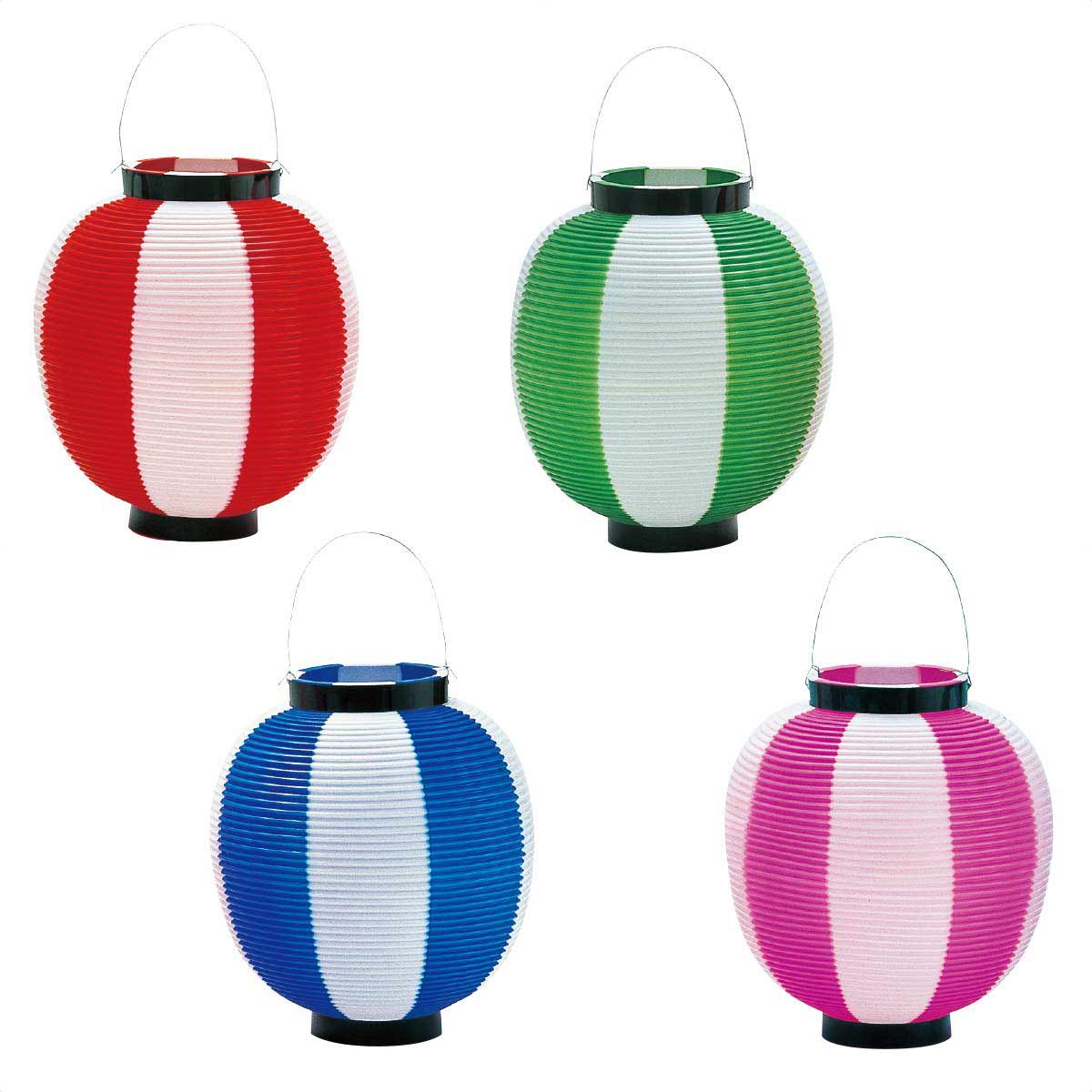 丸型縞ちょうちん 赤/白