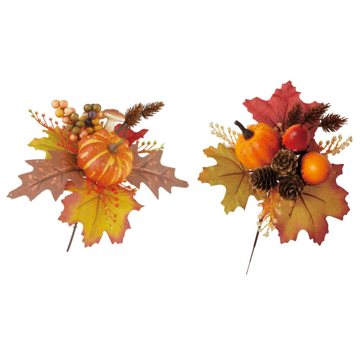 2本 オータムピック(造花) マッシュルーム