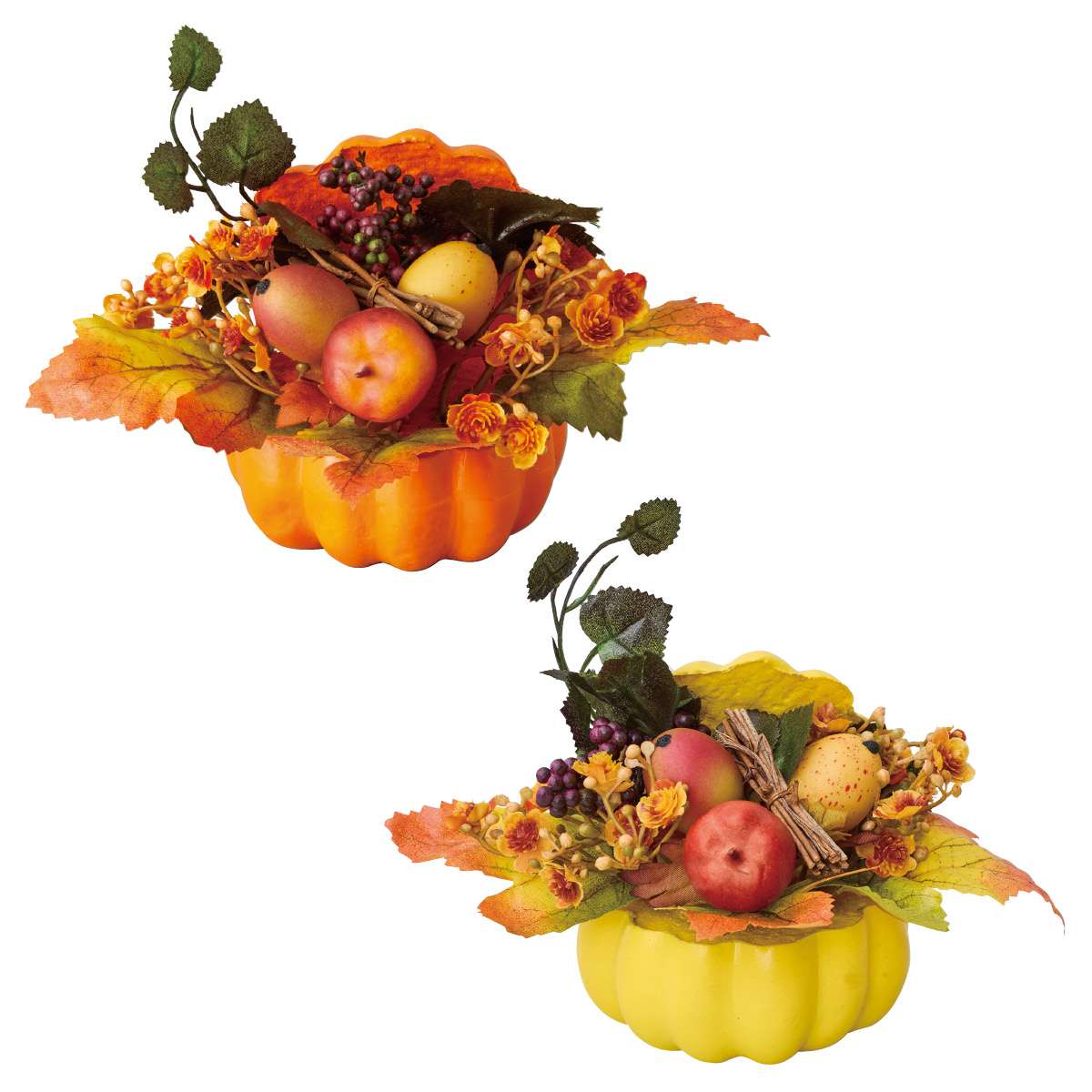 パンプキンポット幅18cm（造花） オレンジ