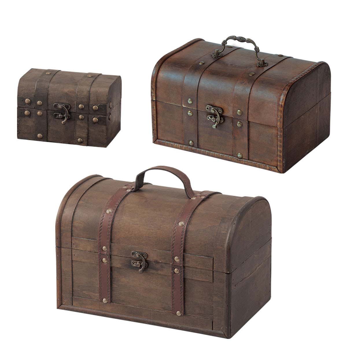 木製トランクボックス ブラウン S