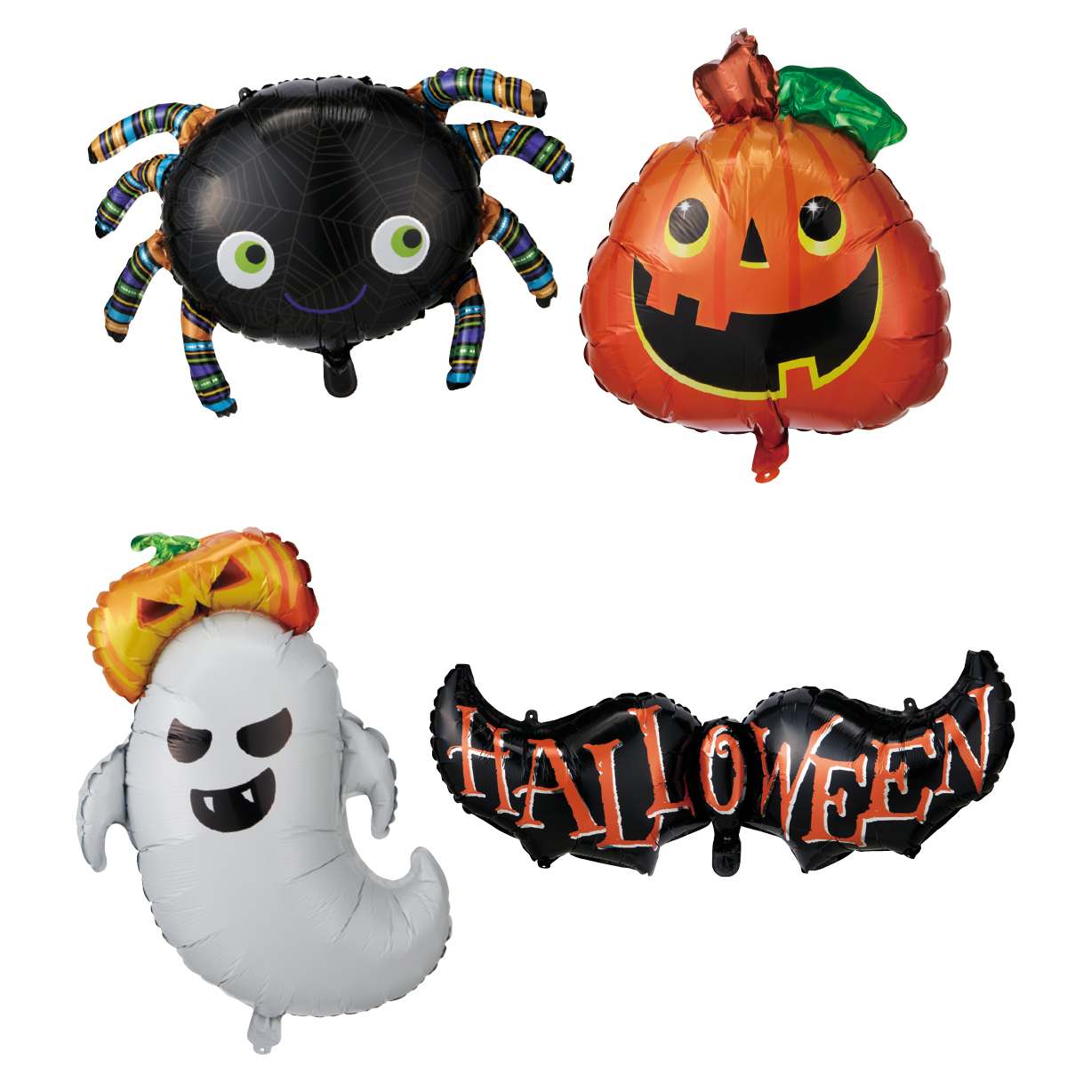 4個 ハロウィンバルーンセット パンプキン&スパイダー