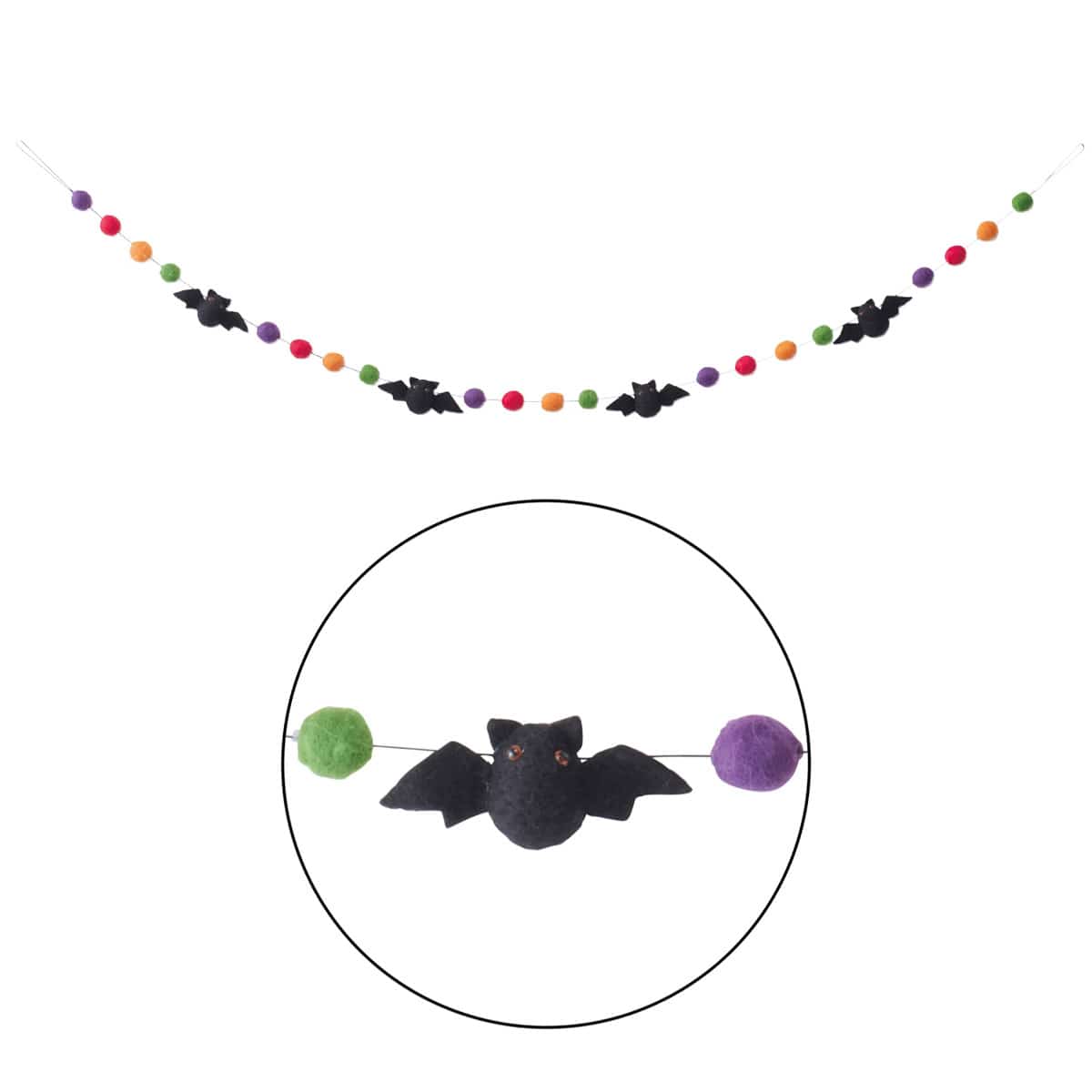 ハロウィンフェルトガーランド コウモリ 176cm