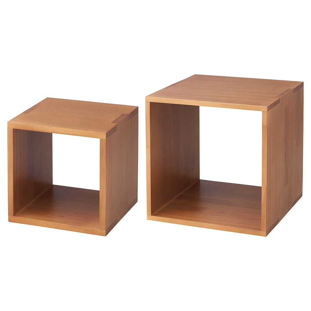 木製ディスプレイボックス パイン集成材 ブラウン〔ストエキオリジナル〕 20cm角