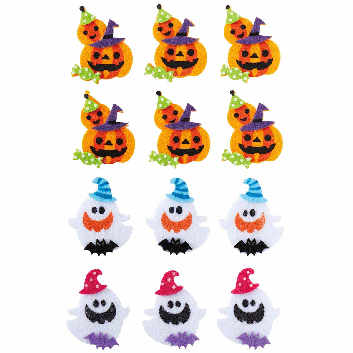 6個 ハロウィンフェルトクリップ パンプキン