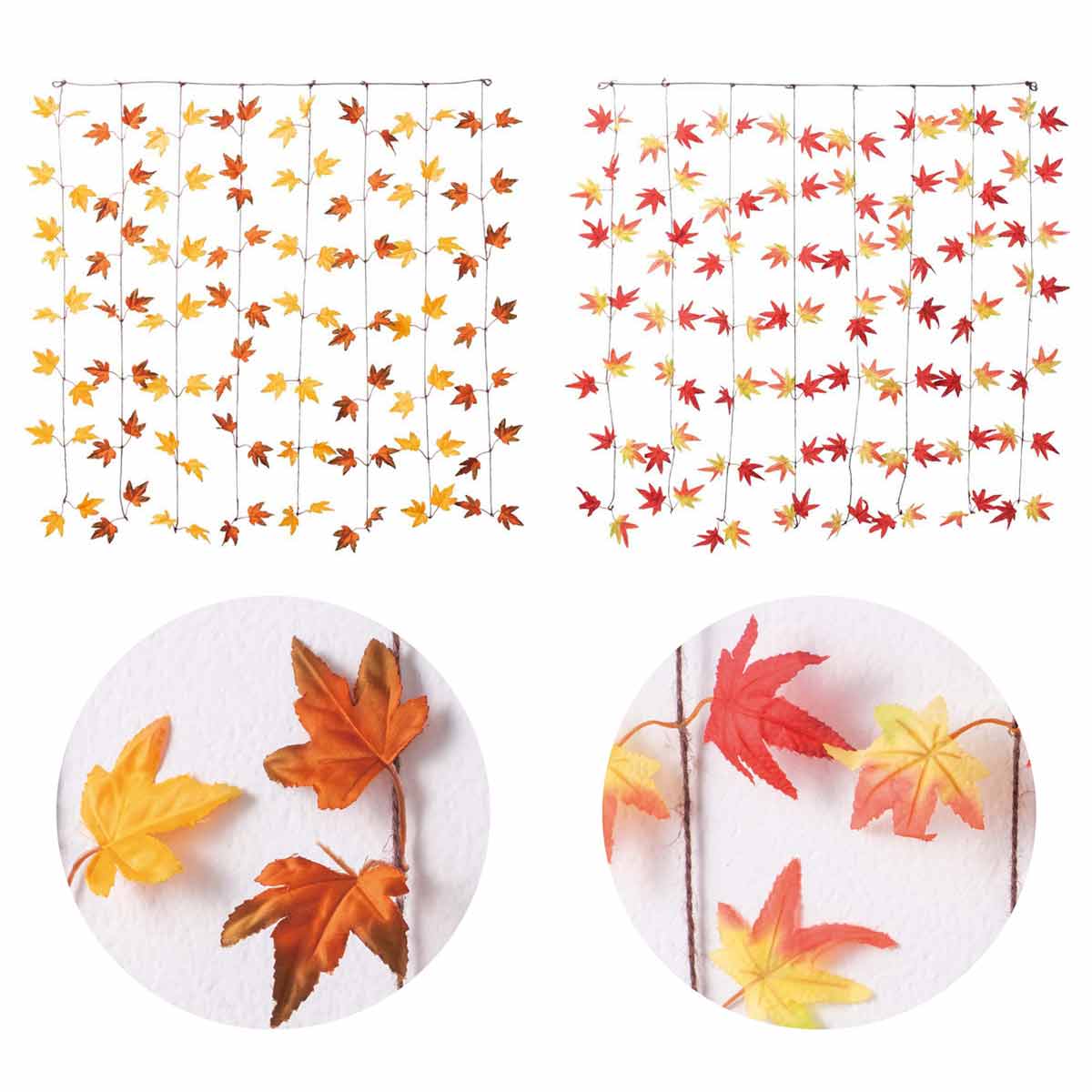 紅葉オータムカーテンガーランド 90cm×90cm ブラウン