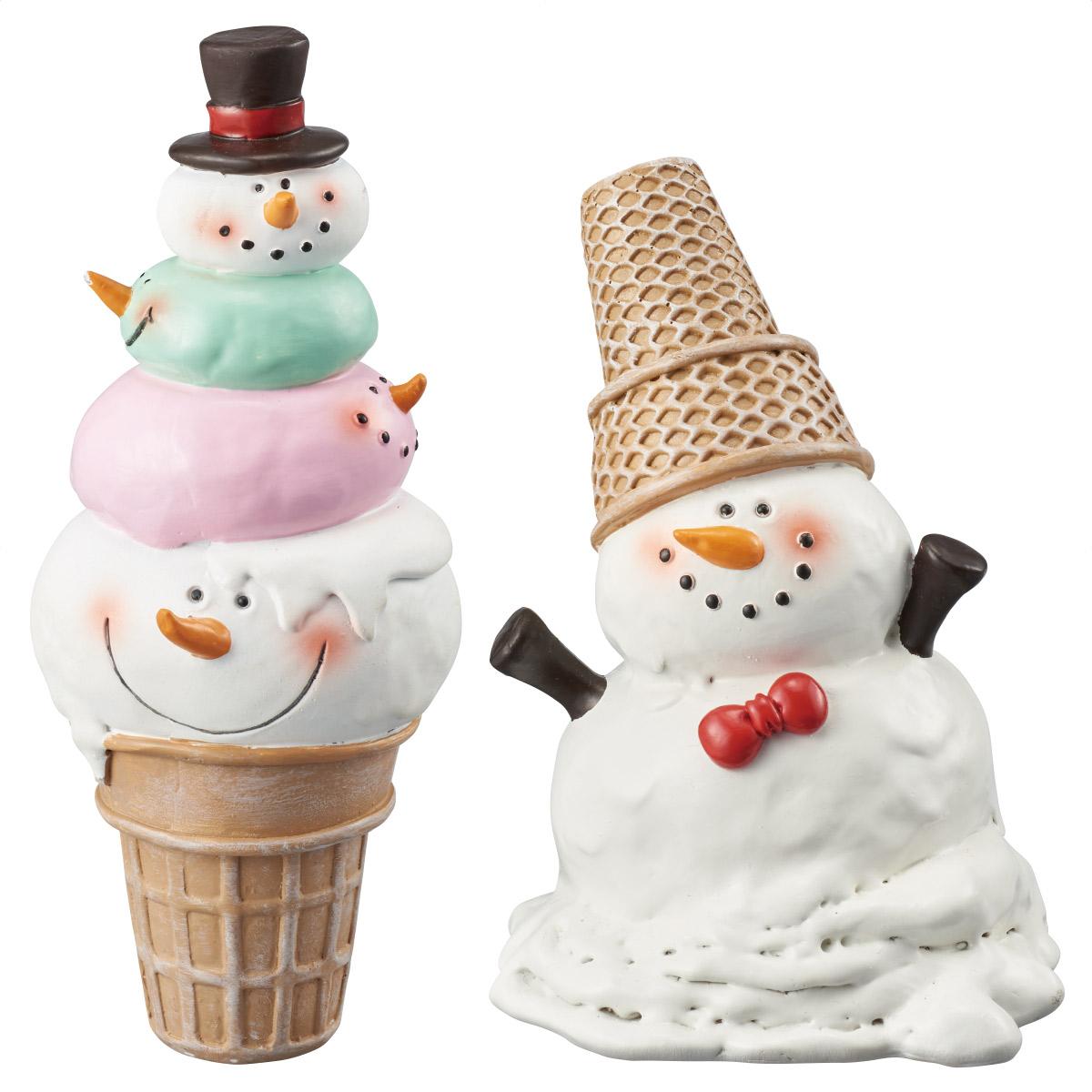 アイスクリームスノーマンオブジェ 4連スノーマン
