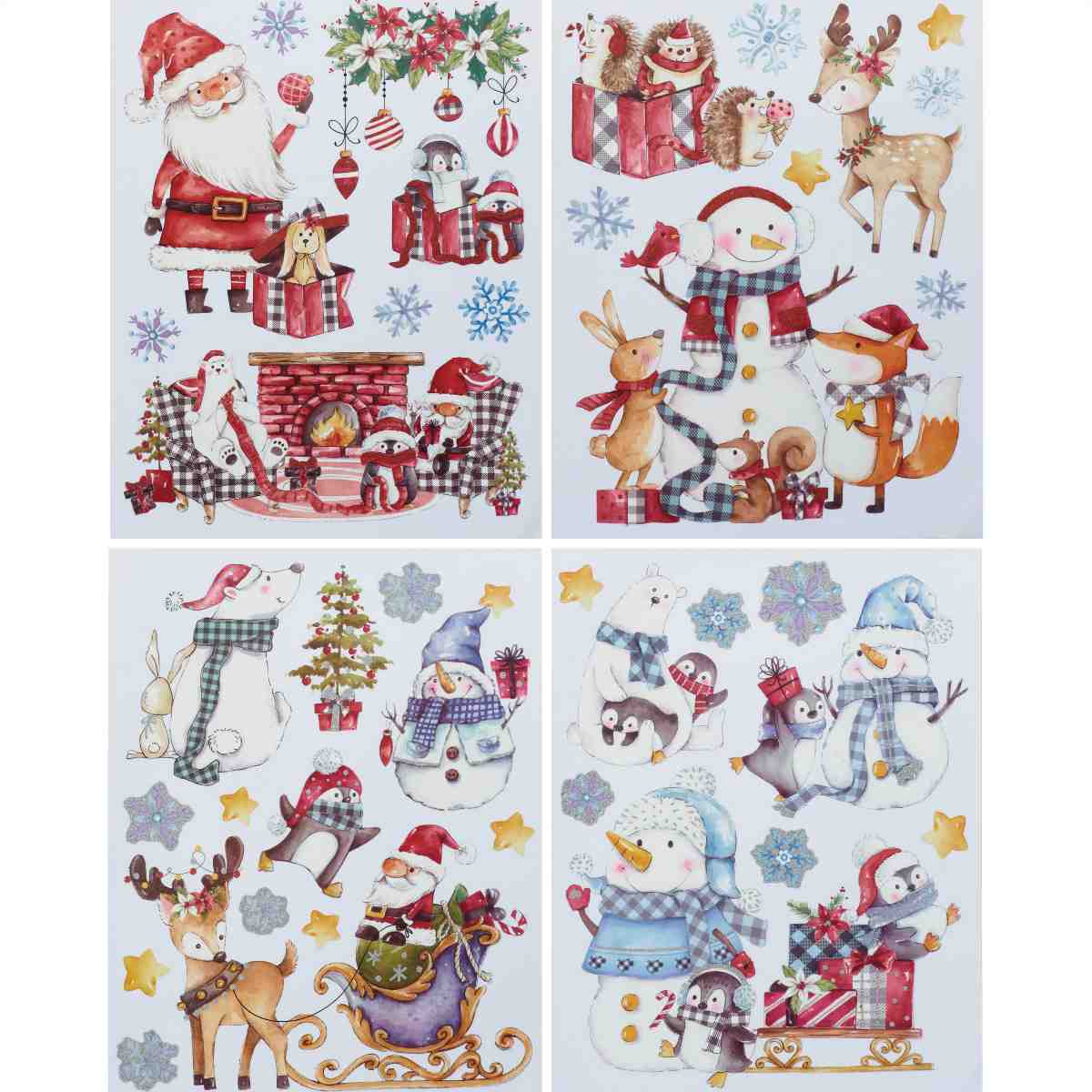 デコレーションウインドウシール サンタと暖炉