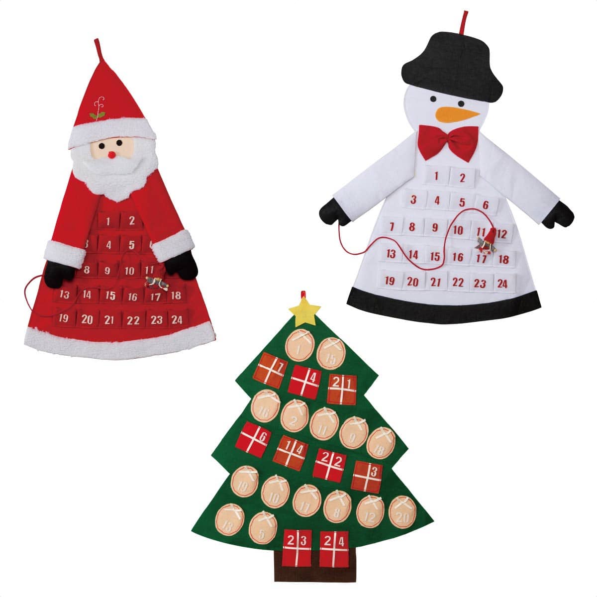フェルト吊り下げアドベントカレンダー サンタ
