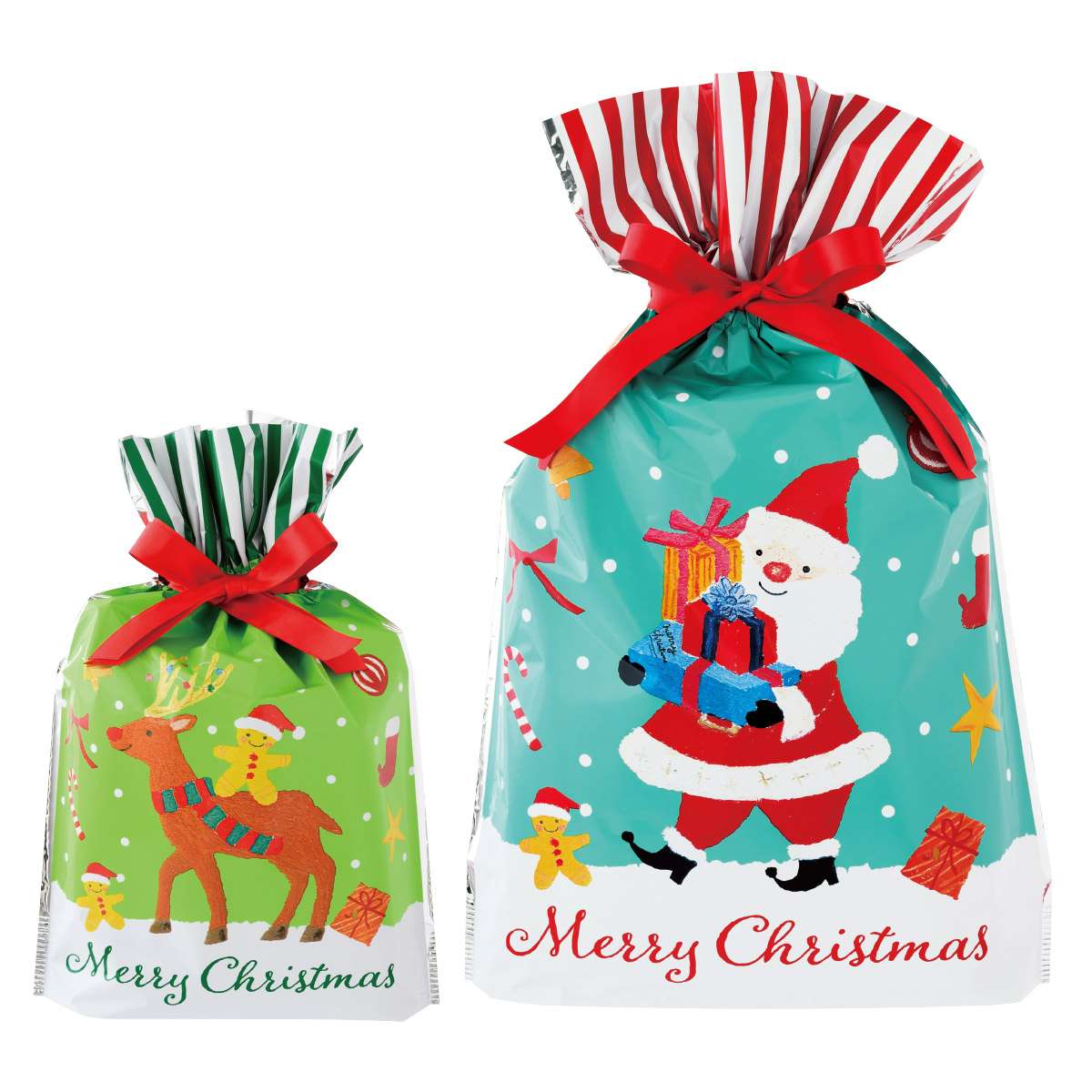 20枚 リボン付きギフトバッグ オイルパステル 幅24×高さ35[25]×底マチ6cm