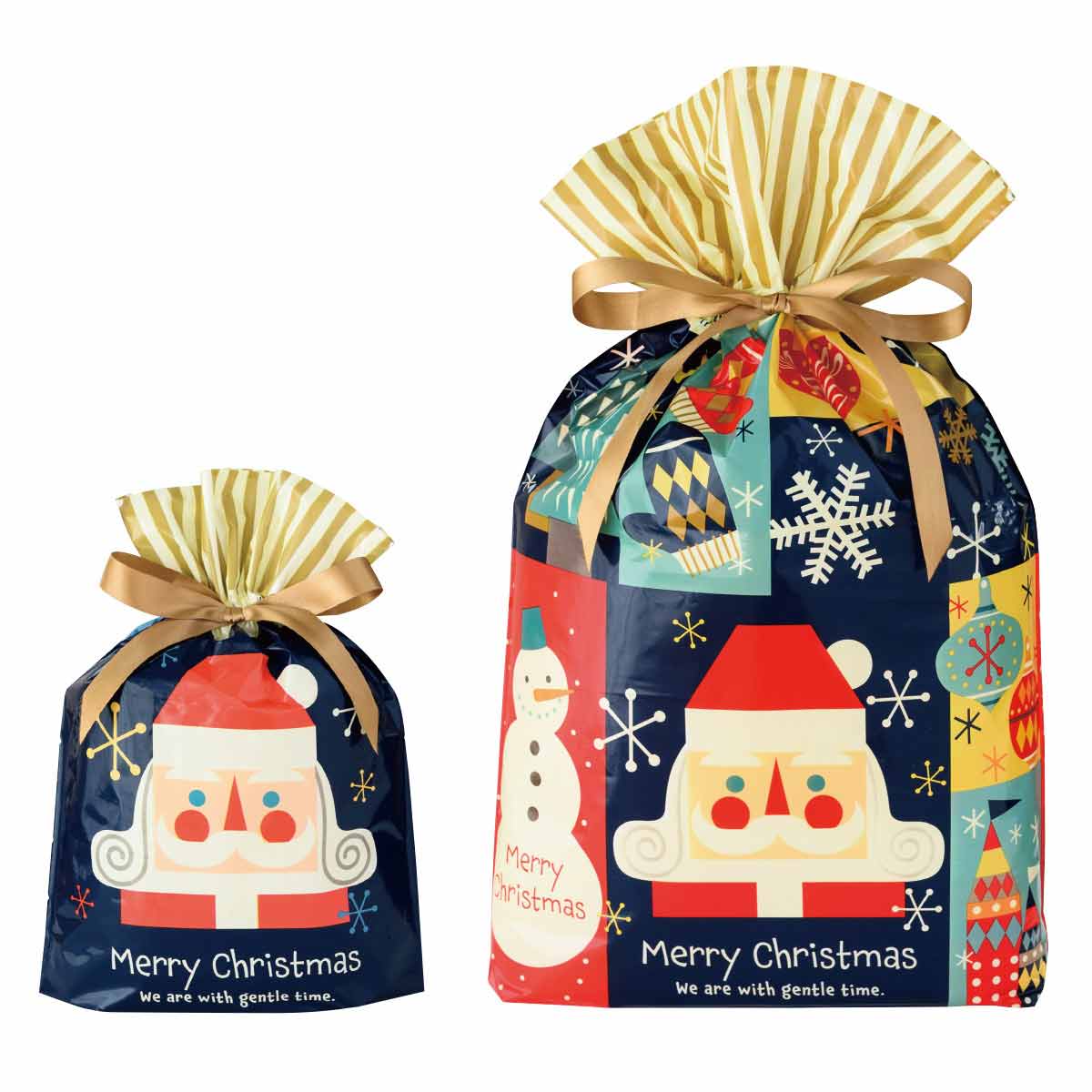 20枚 リボン付きギフトバッグ クリスマス北欧 幅24×高さ35[25]×底マチ6cm