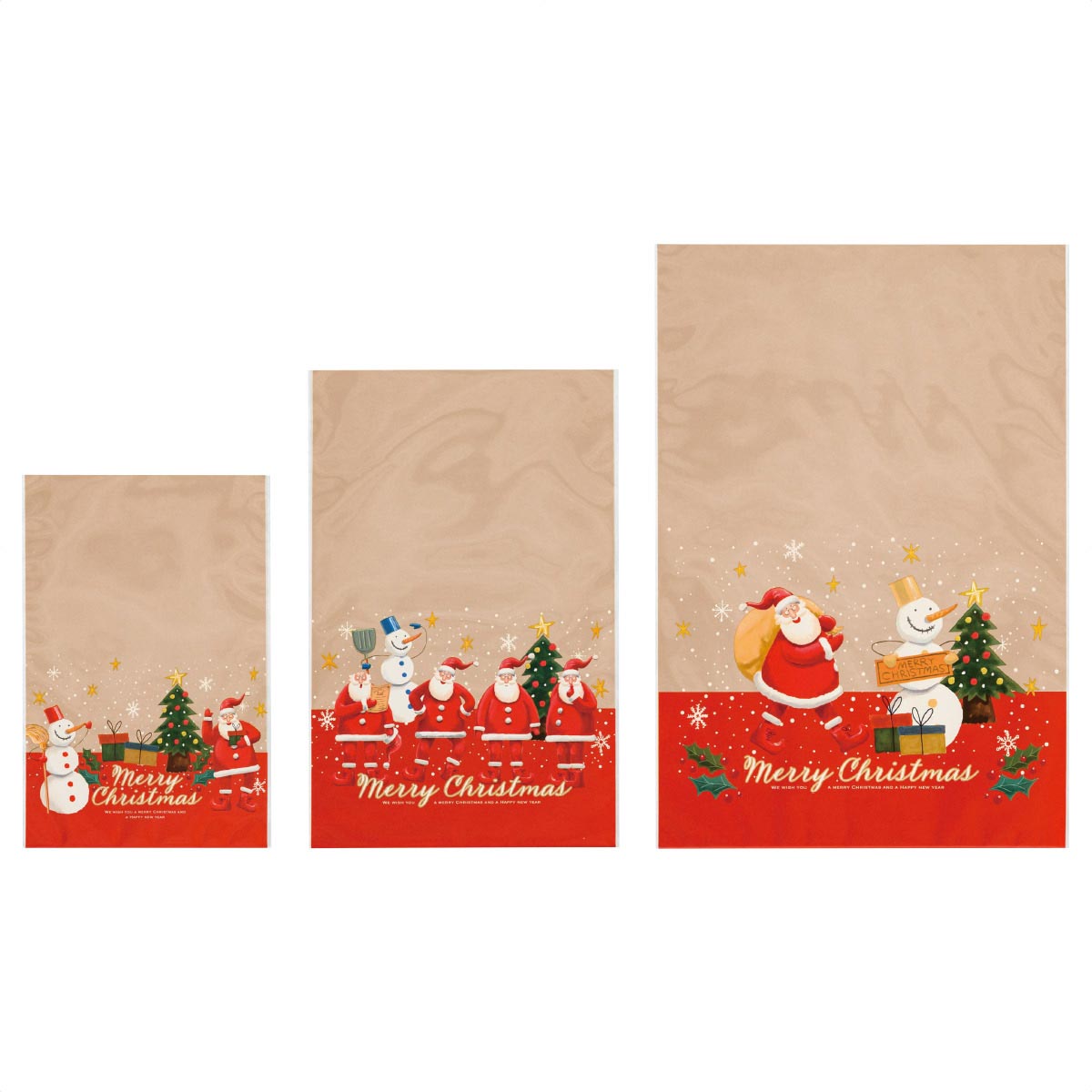 50枚 OPPギフトバッグ ゆかいなクリスマス 幅12×高さ18cm