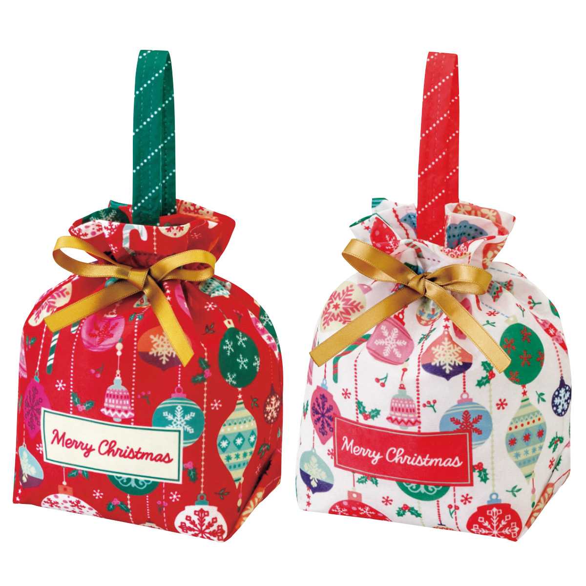 20枚 手提げ巾着袋 クリスマスオーナメント レッド
