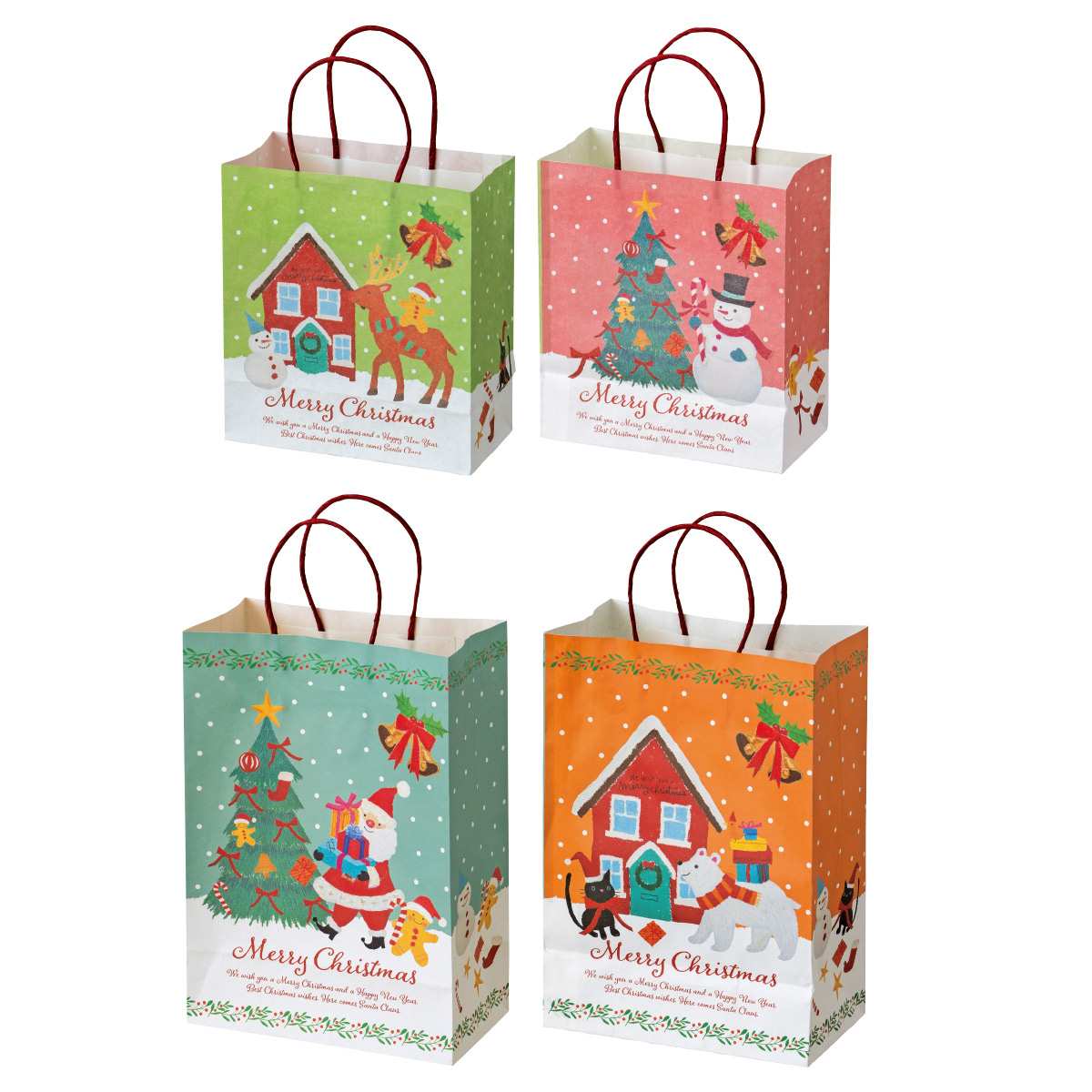 50枚 手提げ紙袋 オイルパステル 幅20×奥行10×高さ22cm