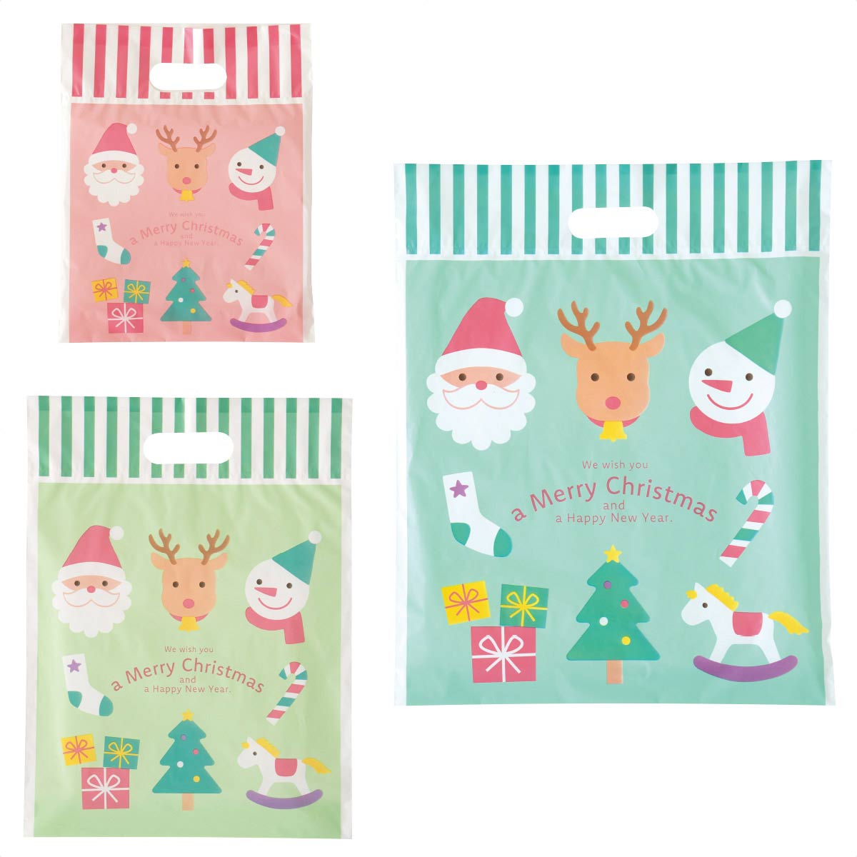 手提げポリ袋 チャーミングクリスマス 幅21×高さ26×底マチ6cm