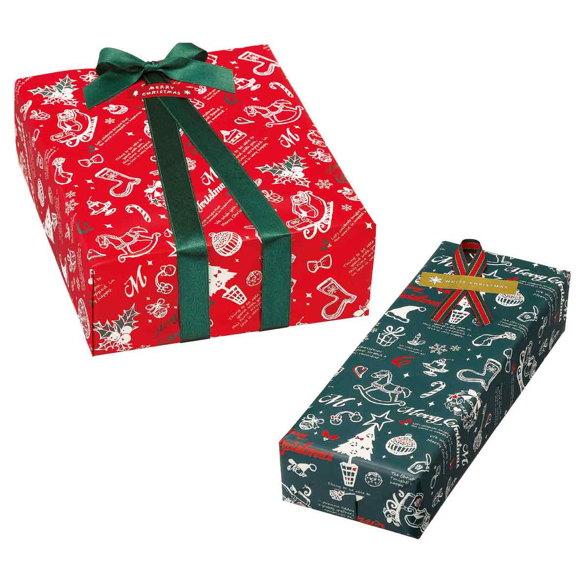 50枚 包装紙 アンティークノエル 半裁 グリーン