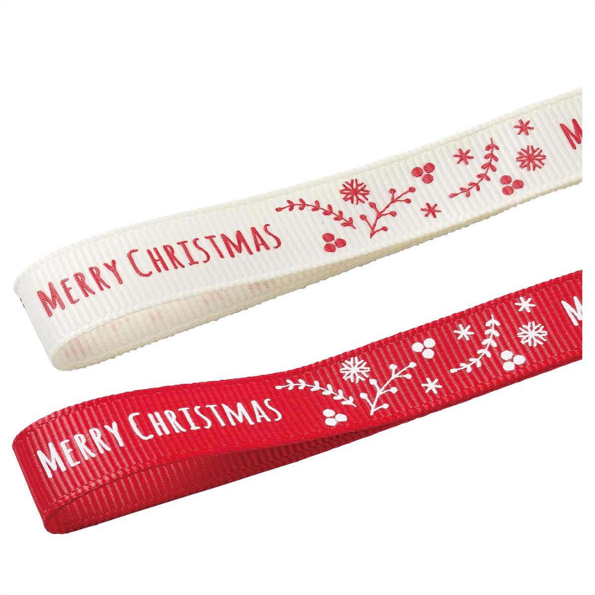 クリスマス ナチュラルグログランリボン13mm幅×29m巻 オフホワイト