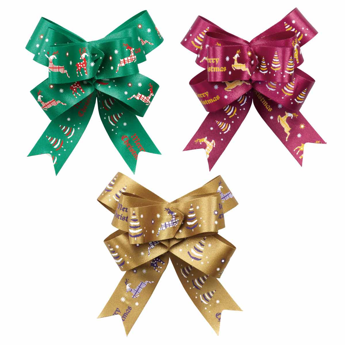 25個 クリスマスチャームボウ ディア グリーン