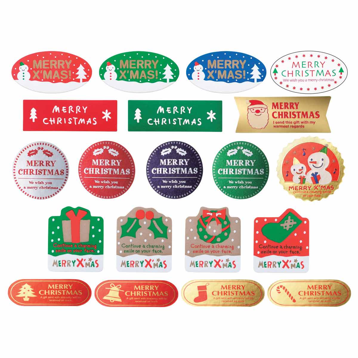 500枚 クリスマスギフトシール(ロールシール) フォーリングスノー