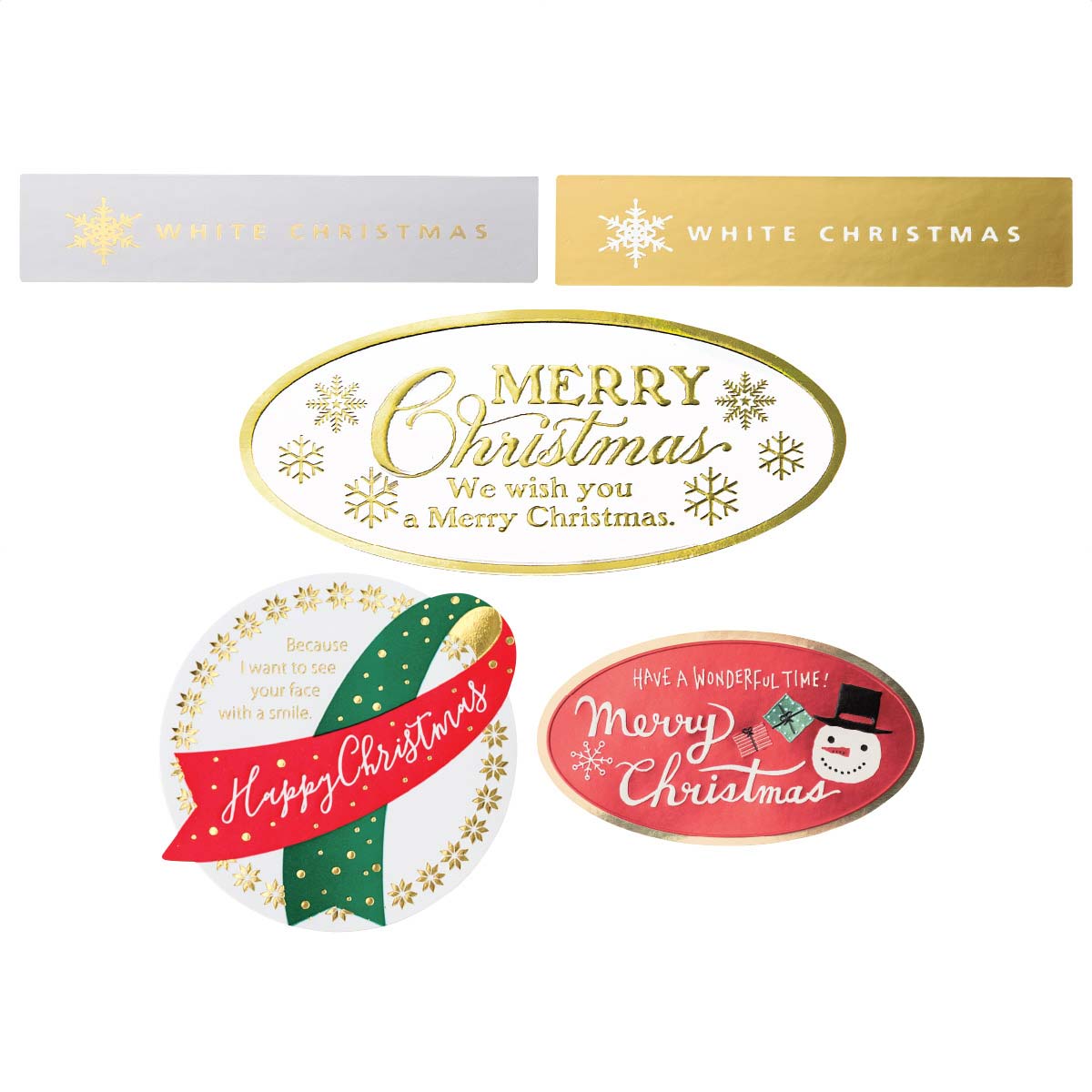 100枚 クリスマスギフトシール 6.5×1.7