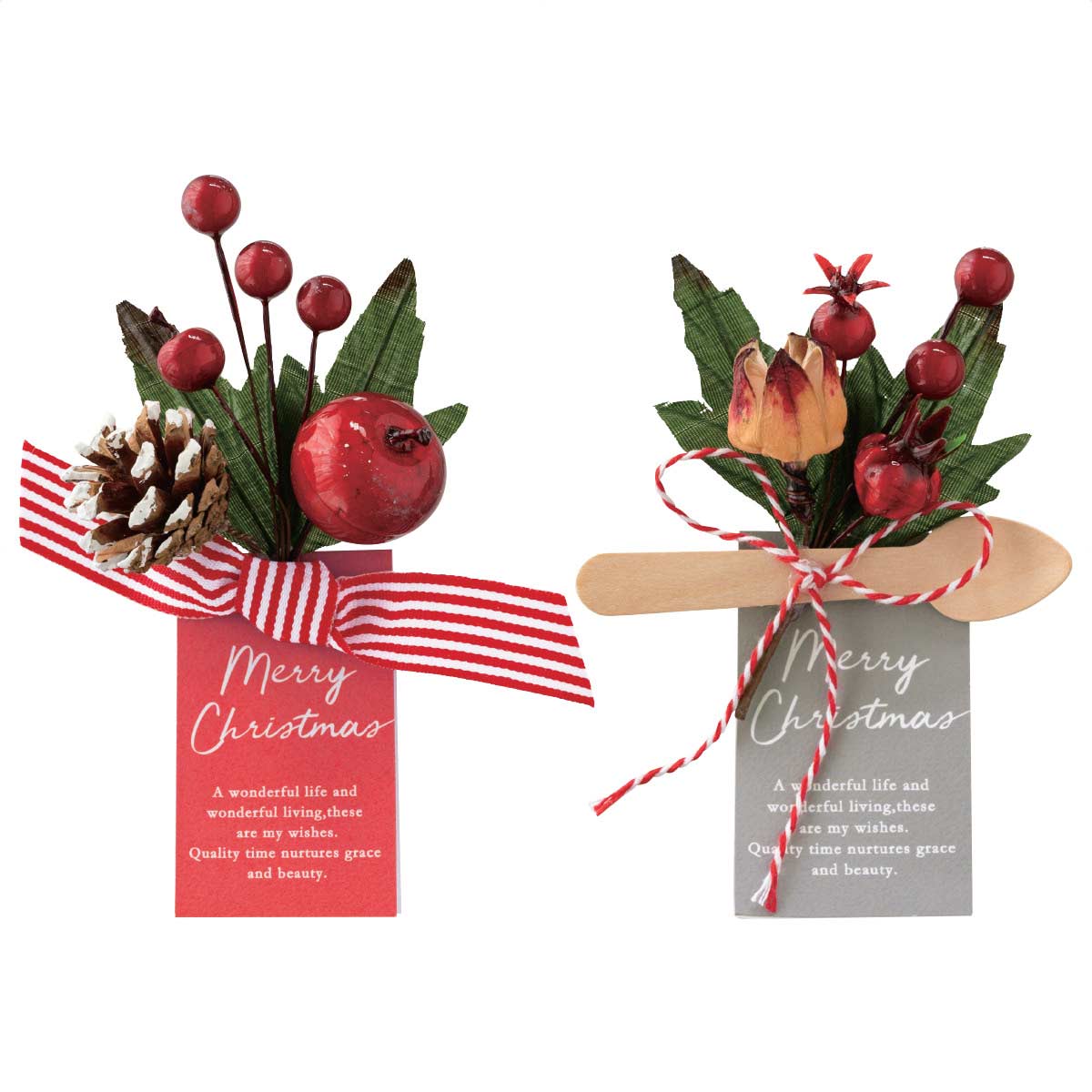 10個 クリスマス フルリールクリップ レッド