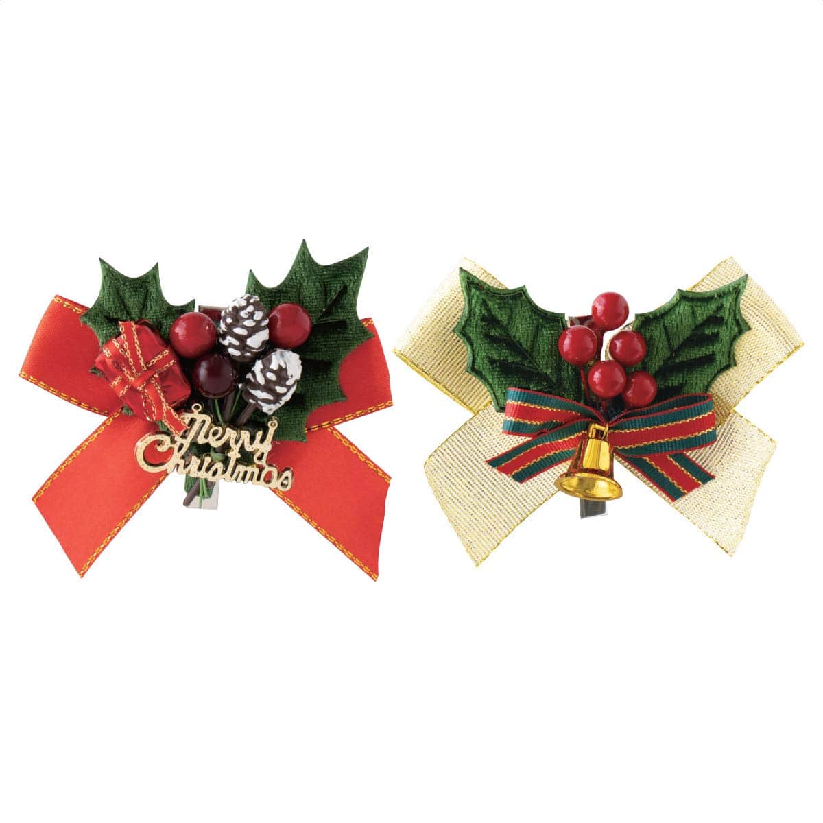 20個 クリスマス リボン付きフルリールクリップ レッド