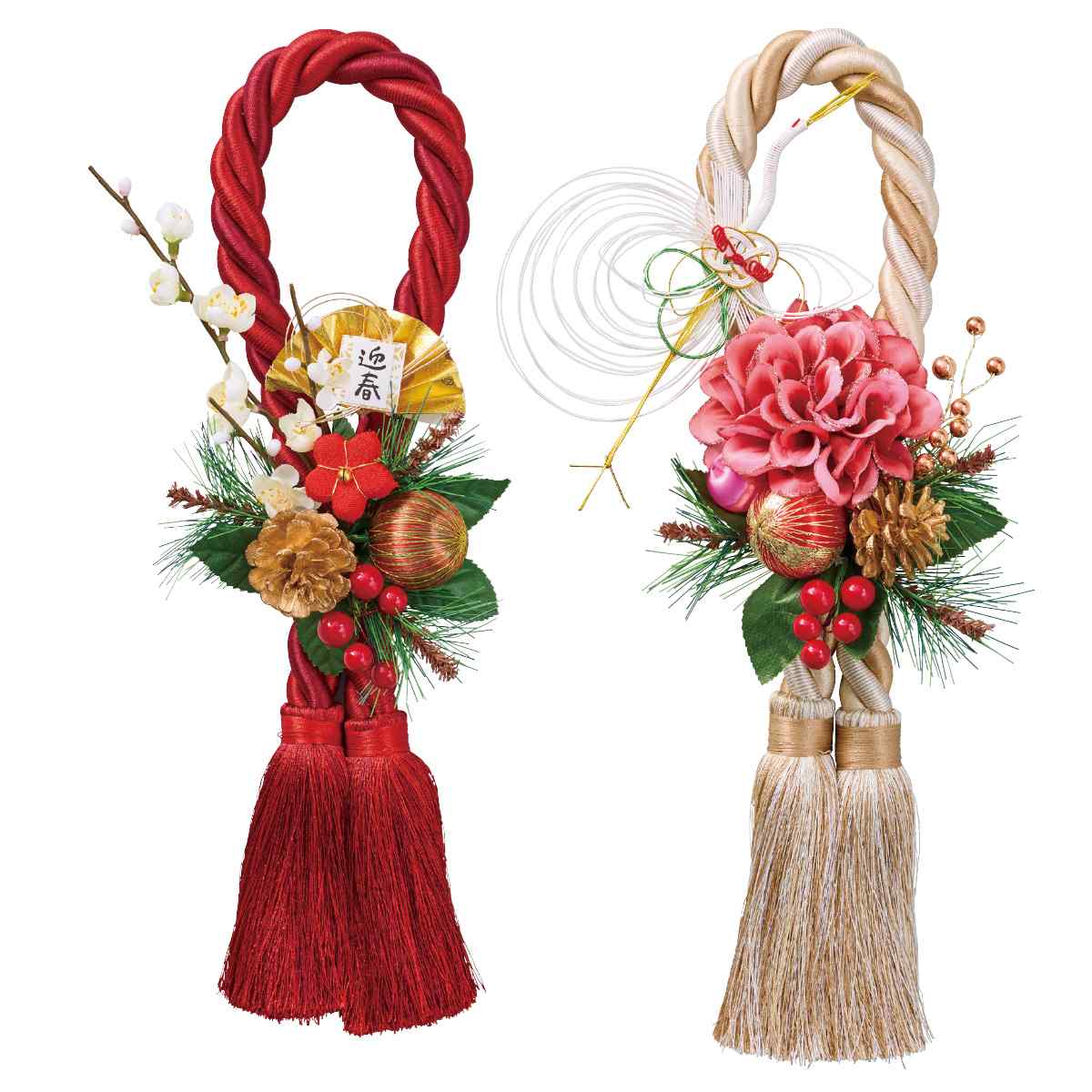 タッセルしめ縄飾り 40cm 赤