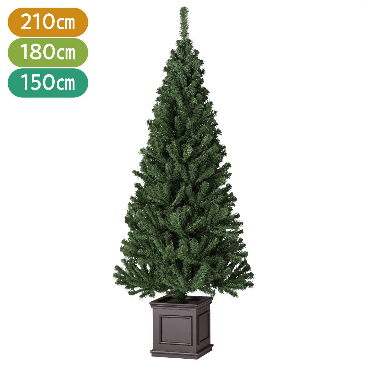スクエアベースヌードクリスマスツリー スリム 高さ180cm