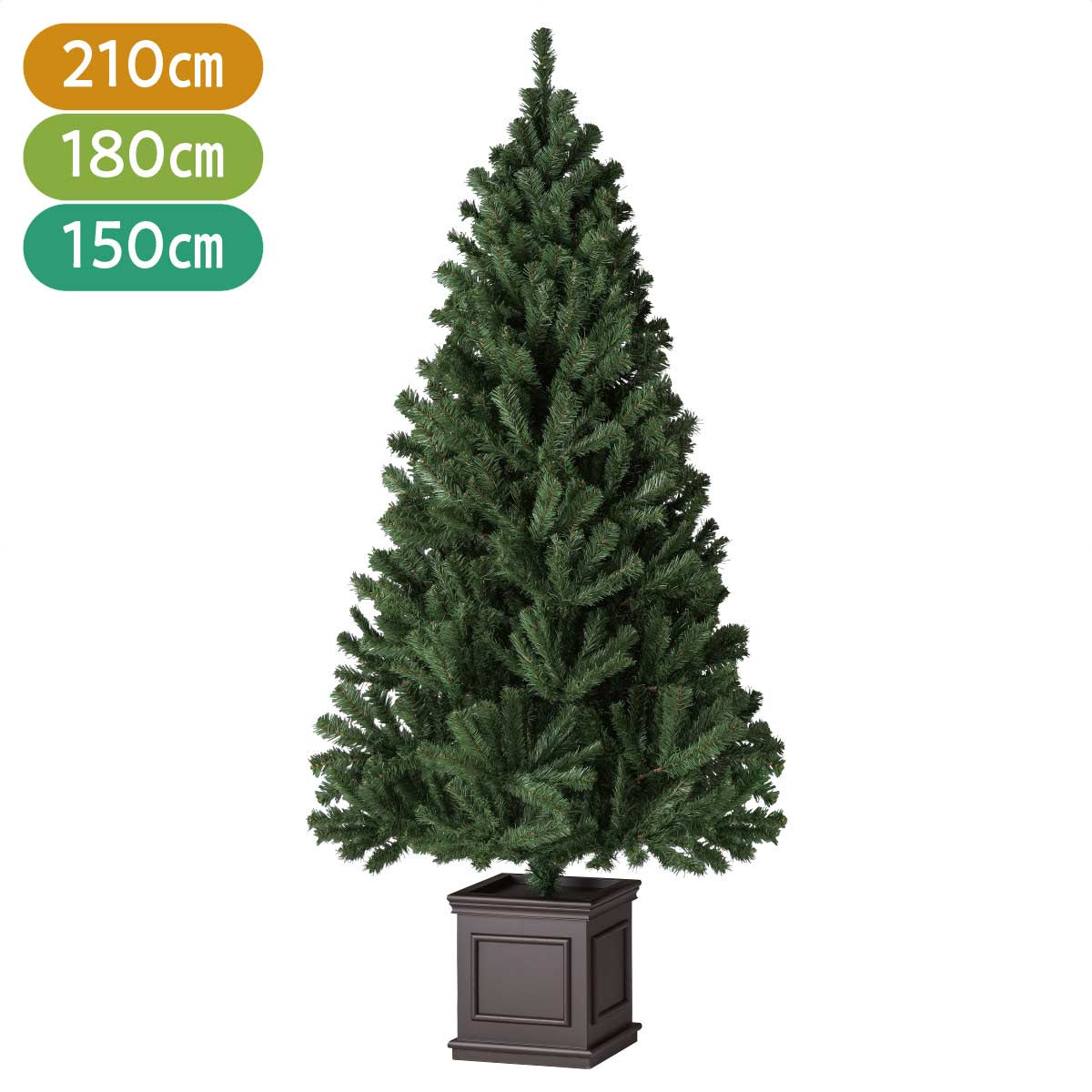 スクエアベースヌードクリスマスツリー スタンダード 高さ180cm