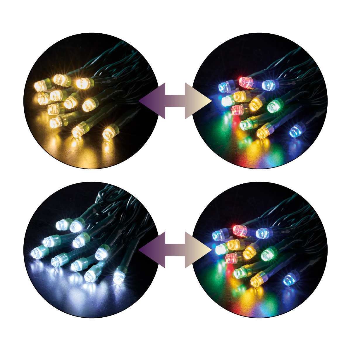 LEDクリスマスツリーライト(色切替式) 電球色 100球
