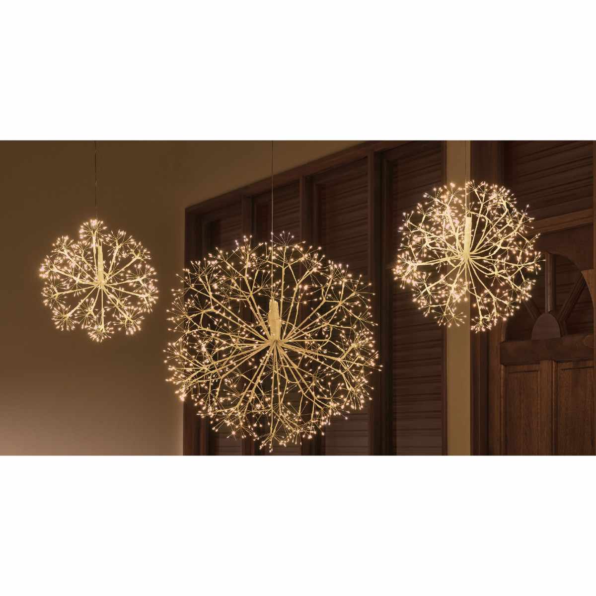 LEDホワイトブランチボールライトハンガー 38cm