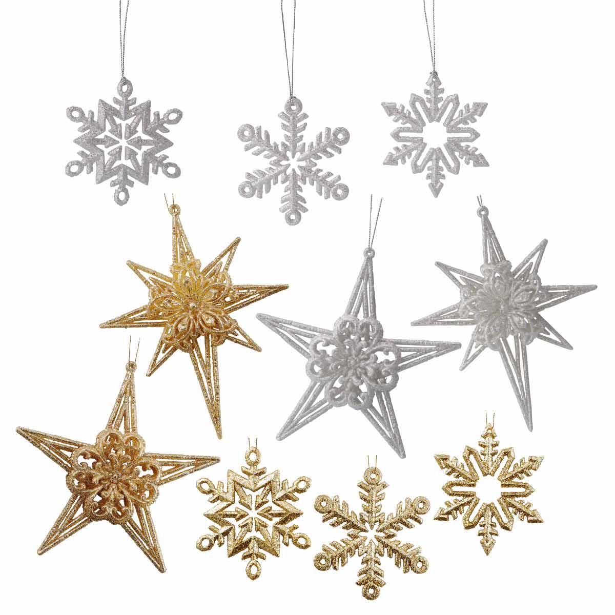 シャンパンオーナメントセット スノーフレーク シルバー