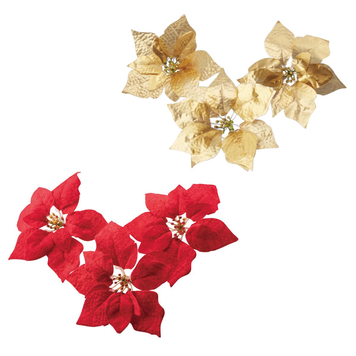 6個 ポインセチア造花オーナメント20cm レッド